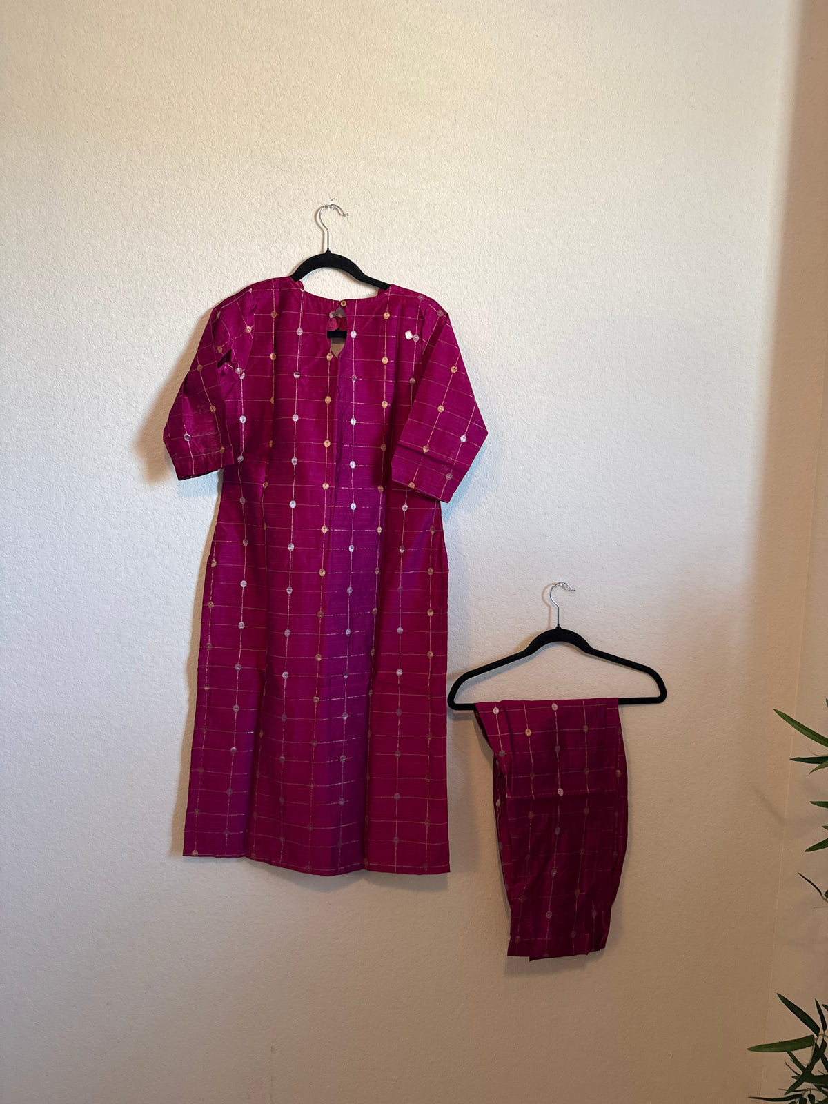 Pink Raw Silk Customized Festive Coord Set