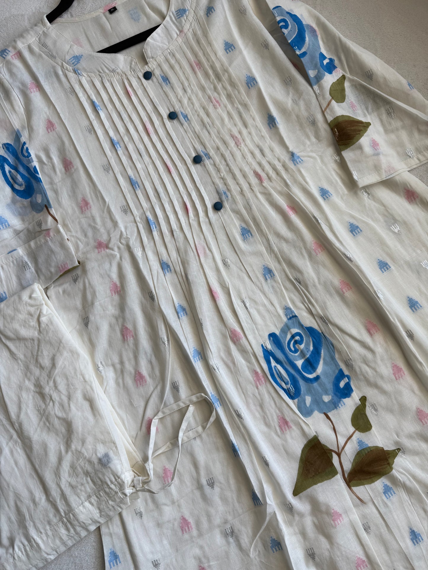 Pure cotton handpainted kurti and pant set