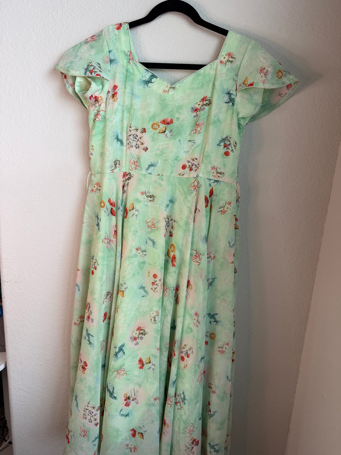 Pista green georgette frock