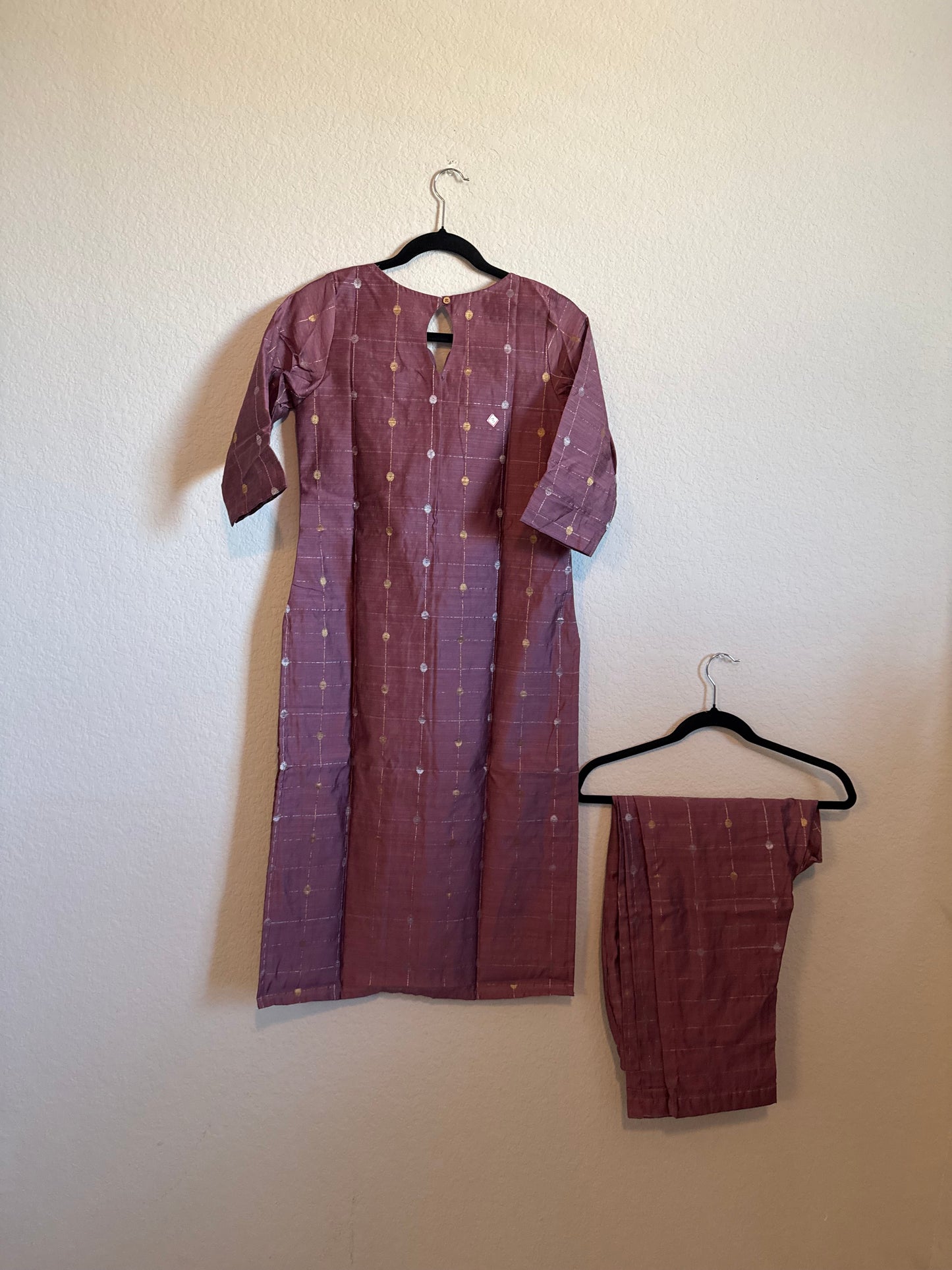 Mauve Raw Silk Customized Festive Coord Set