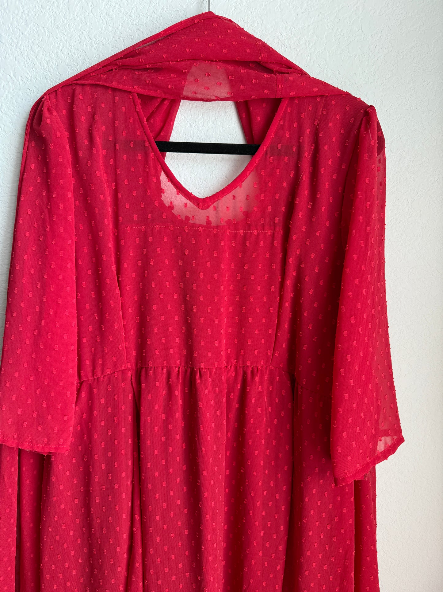 Red chiffon anarkali with dupatta
