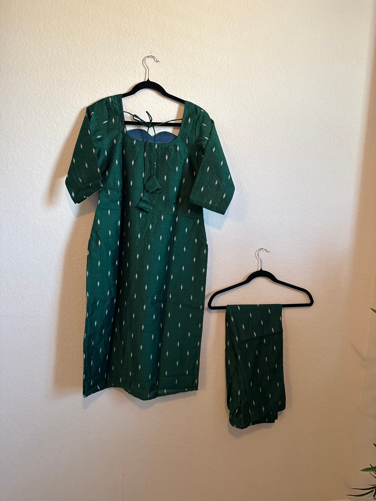 Green Raw Silk Customized Festive Coord Set