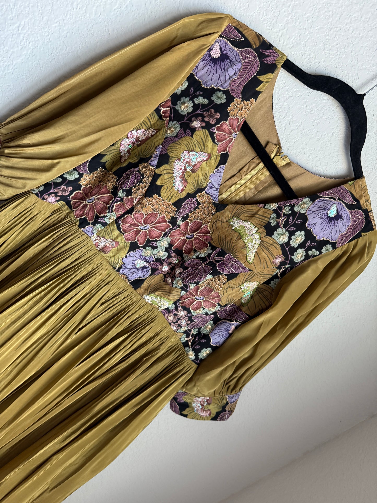 Khaki with black dual shade crape long anarkali dress