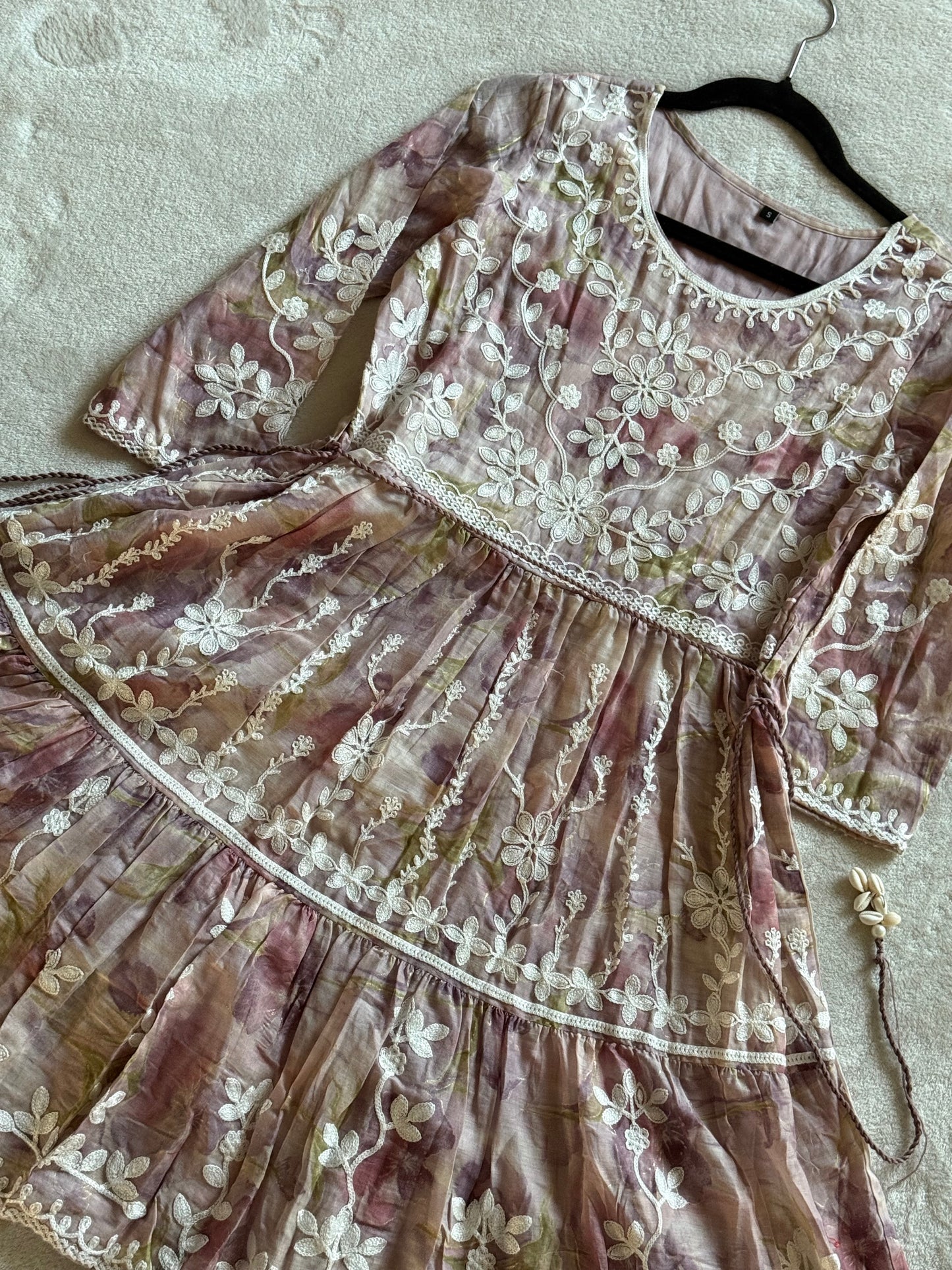 Mauve shade chikankari short kurti