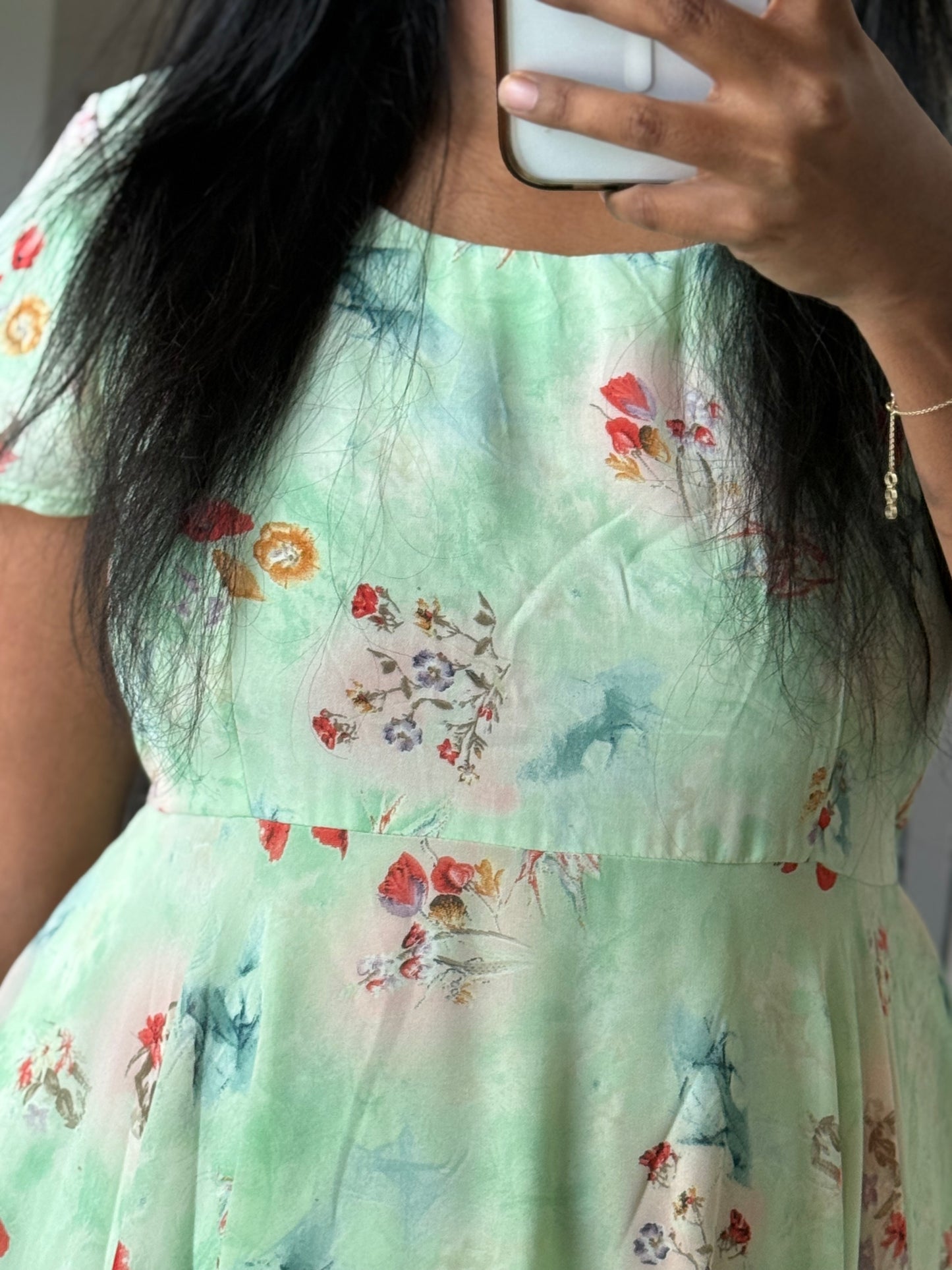 Pista green georgette frock