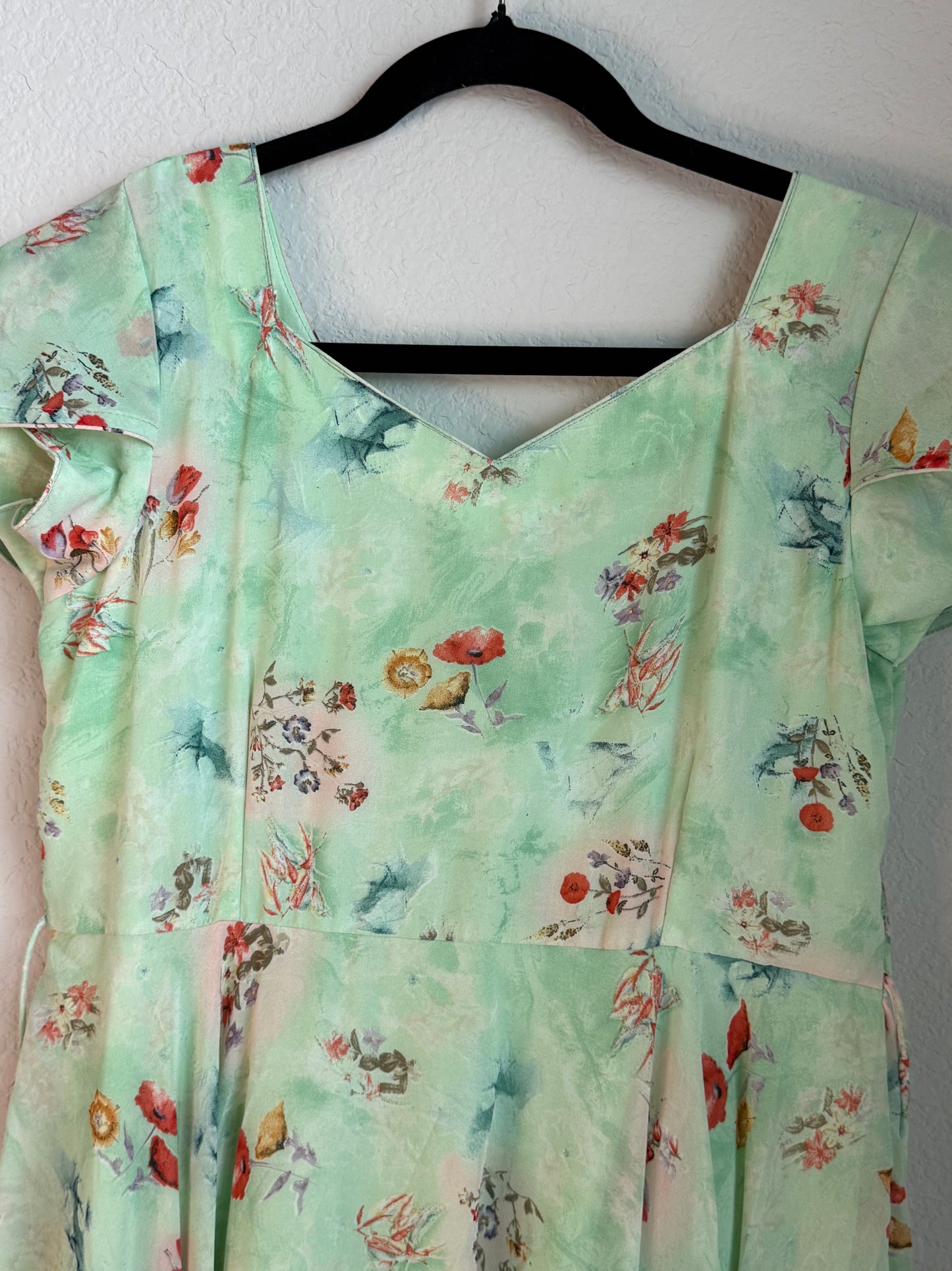 Pista green georgette frock