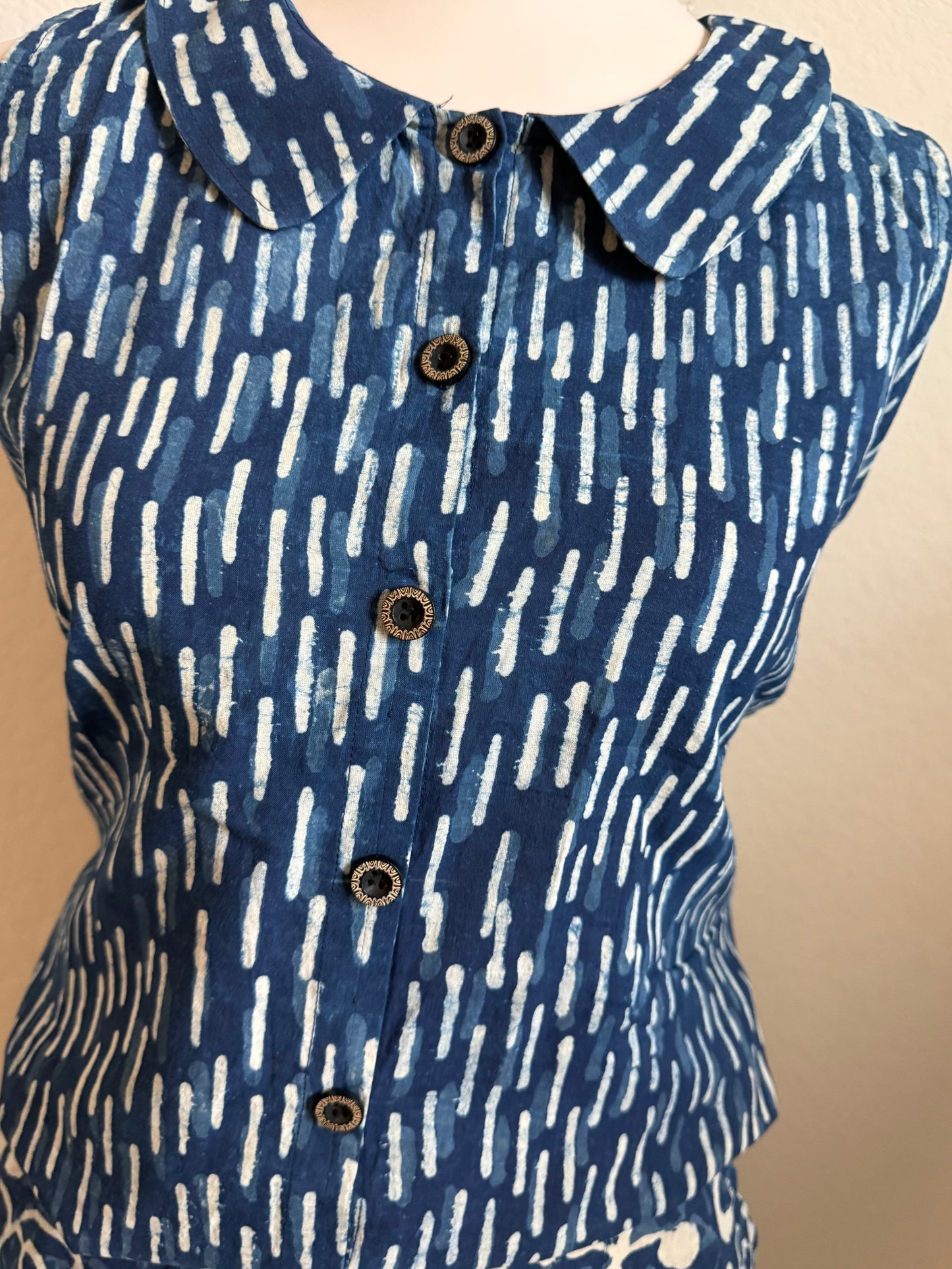 Indigo Blue Cotton Top with Indigo Skirt