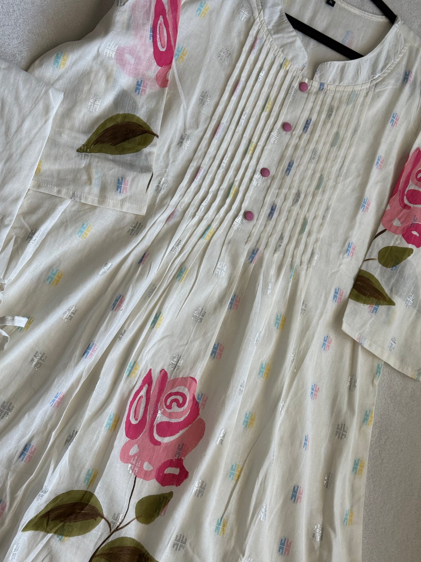 Pure cotton handpainted kurti and pant set