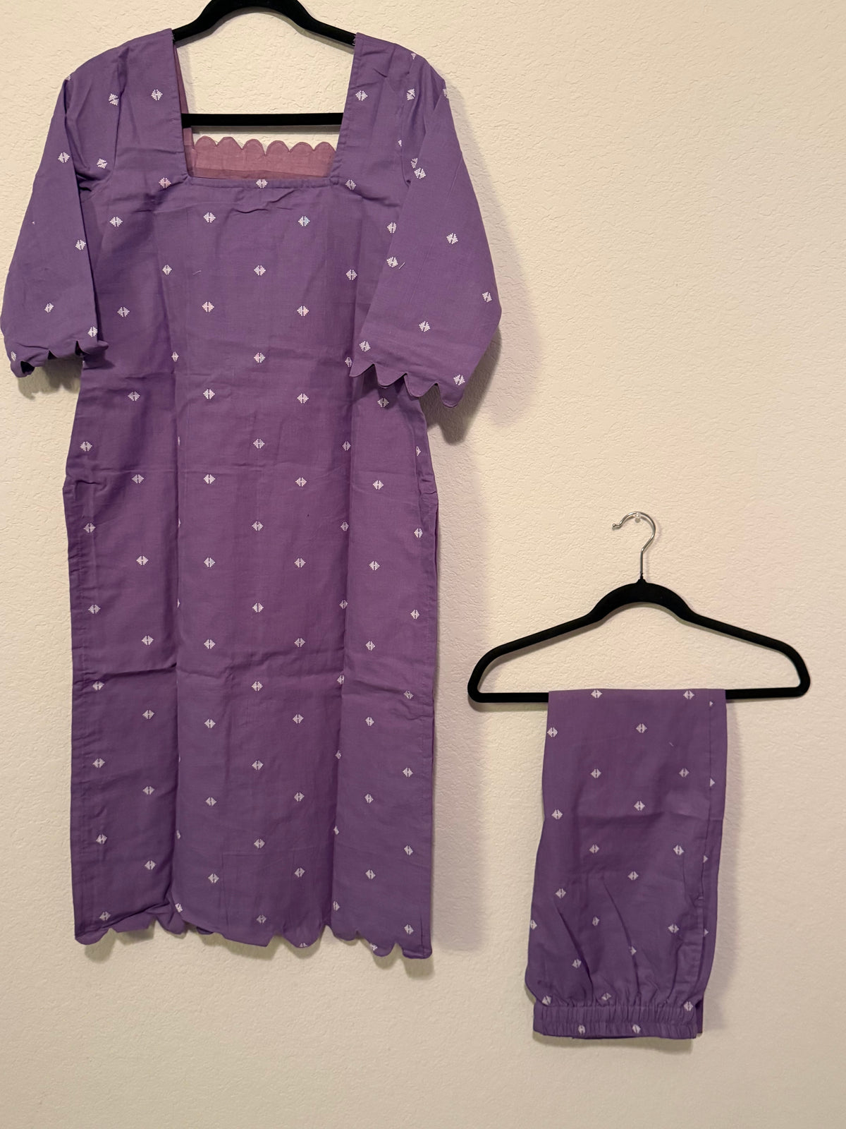 Lilac Cotton Straight Cut Customized Coord Set