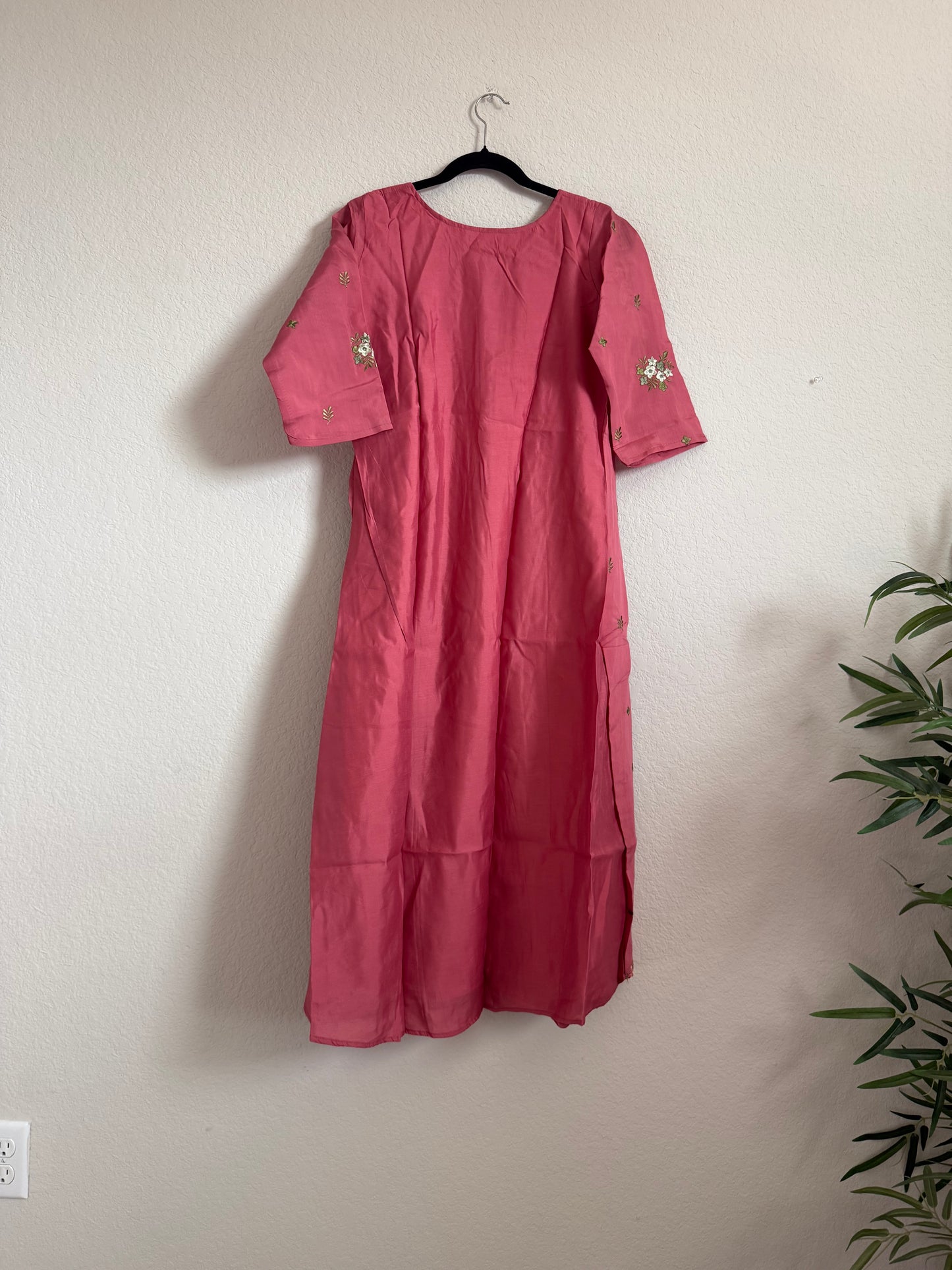 Peach Mul Chanderi A-line Kurti
