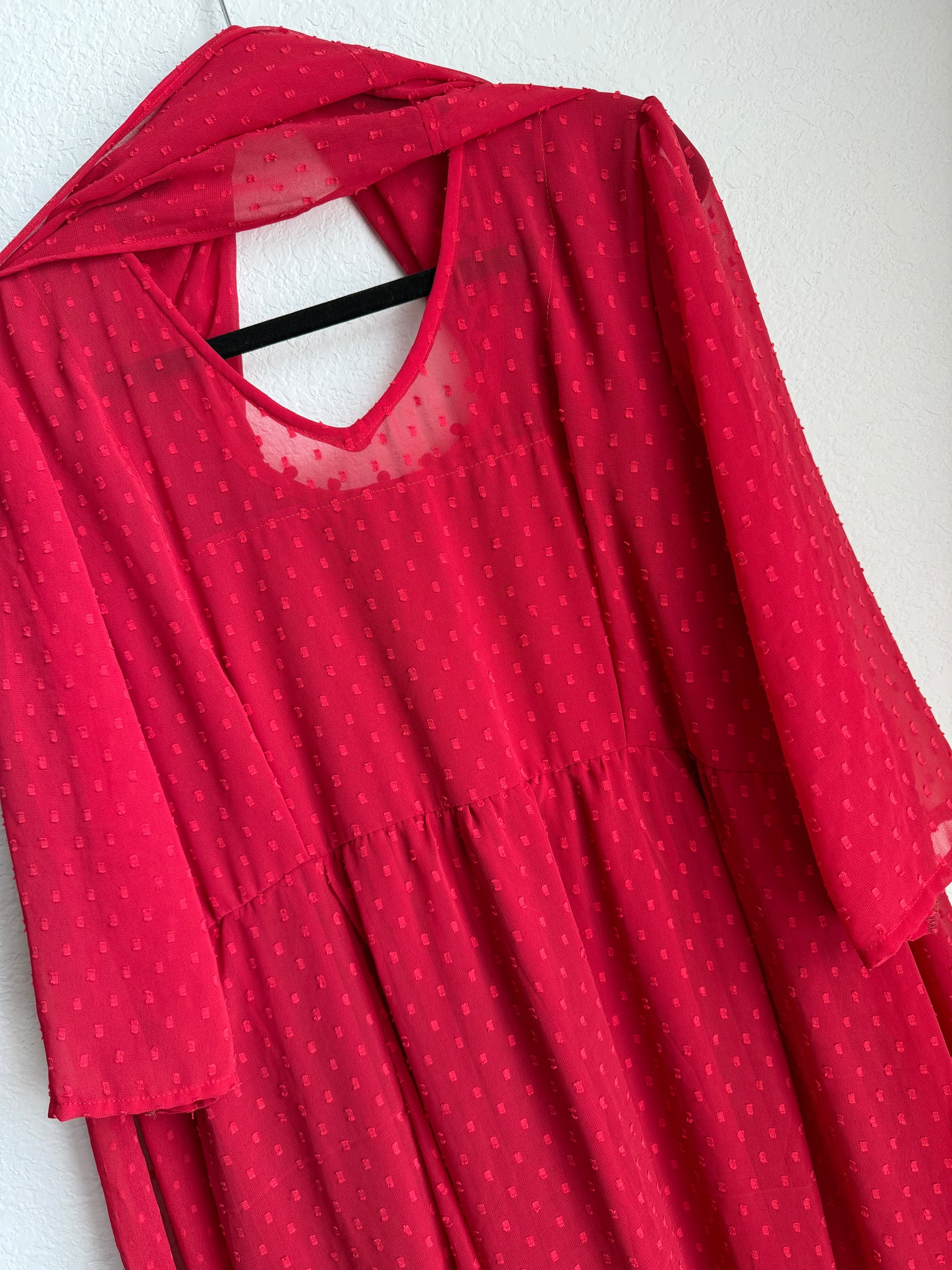 Red chiffon anarkali with dupatta