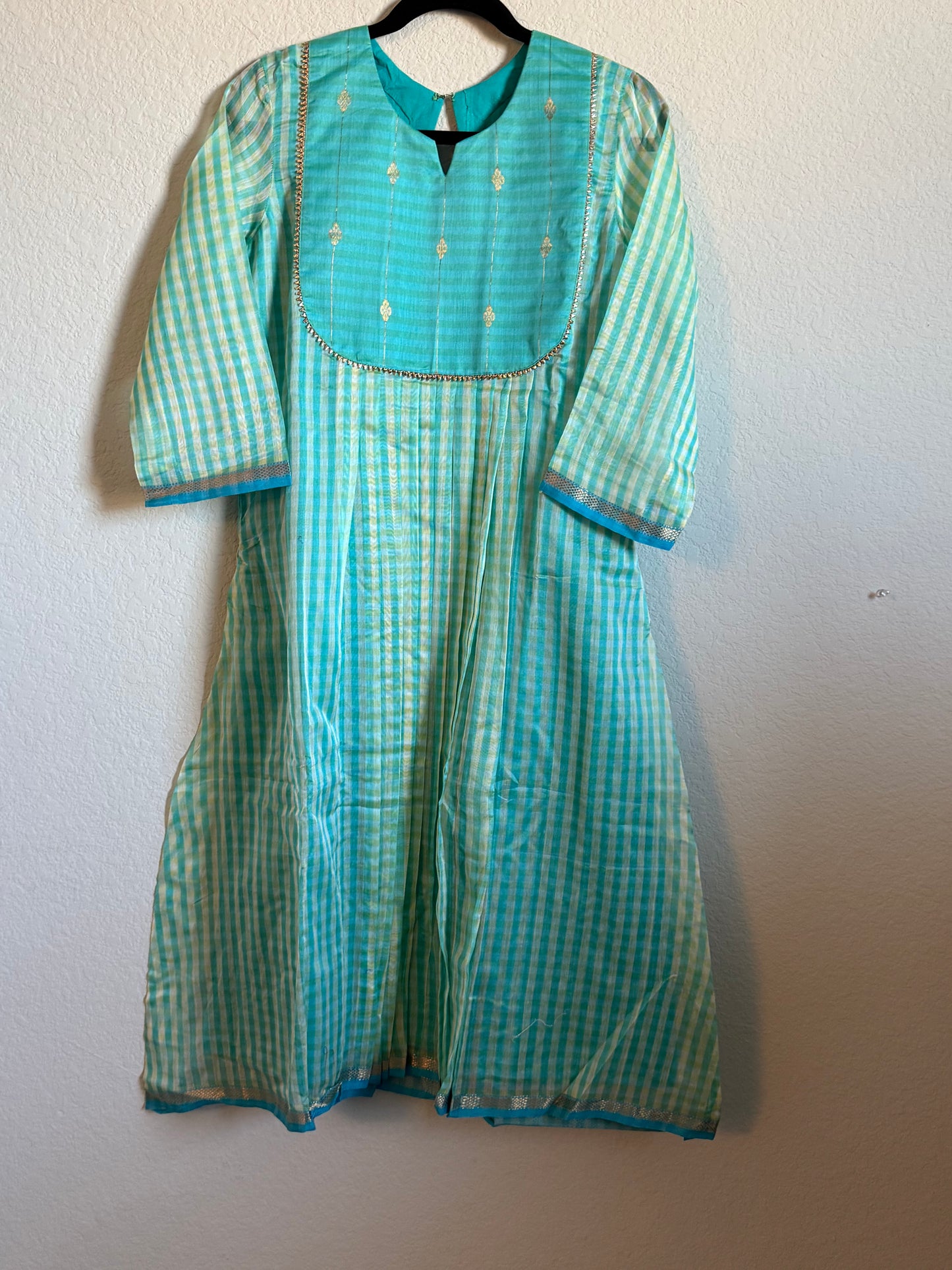 Blue Maheshwari Silk Handloom Checks Coord Set