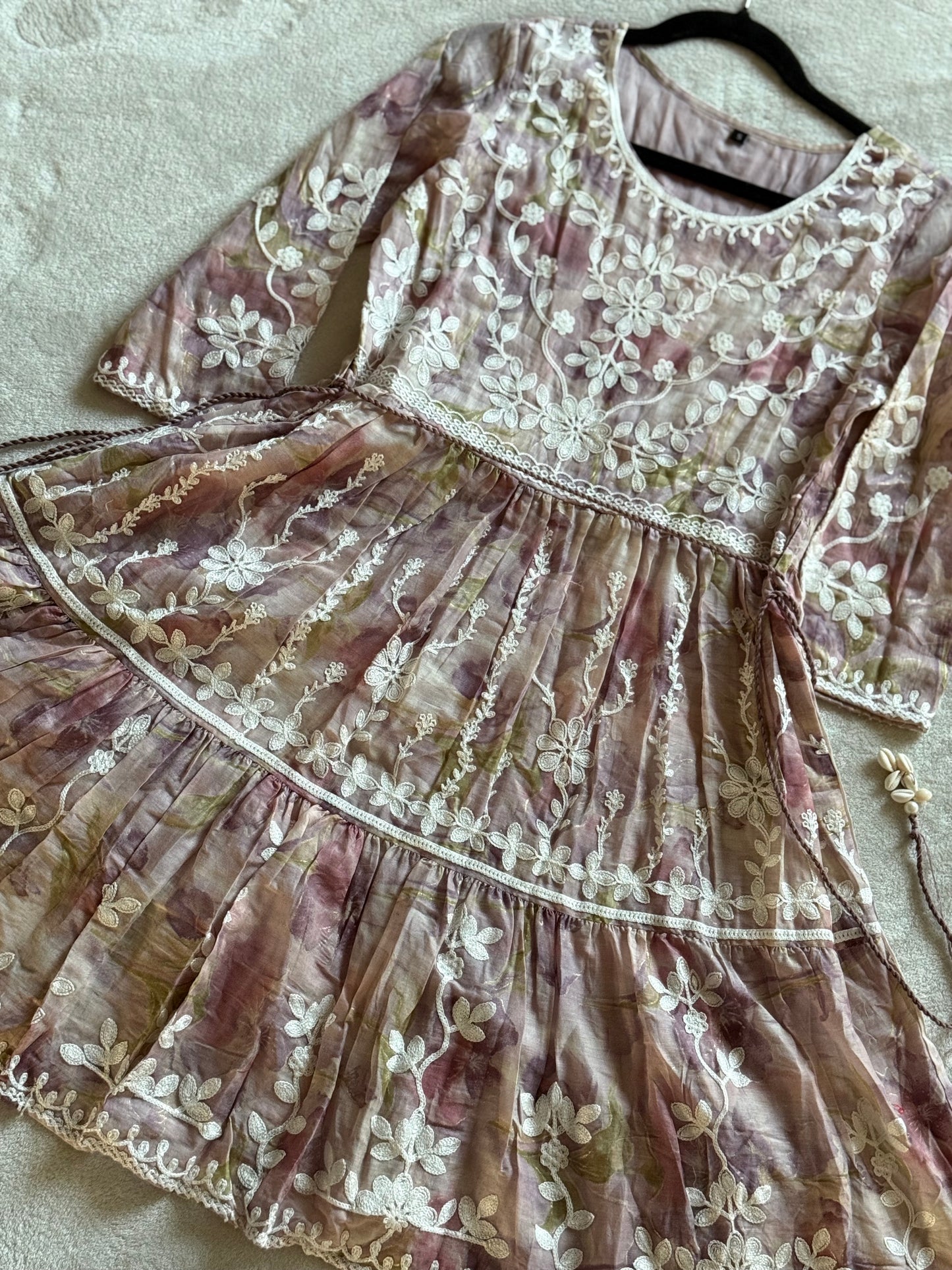 Mauve shade chikankari short kurti