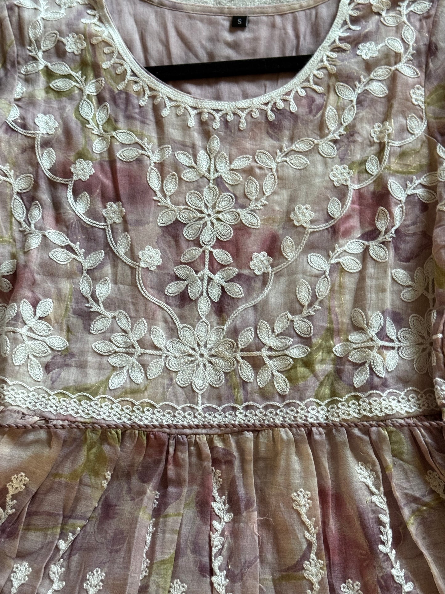 Mauve shade chikankari short kurti
