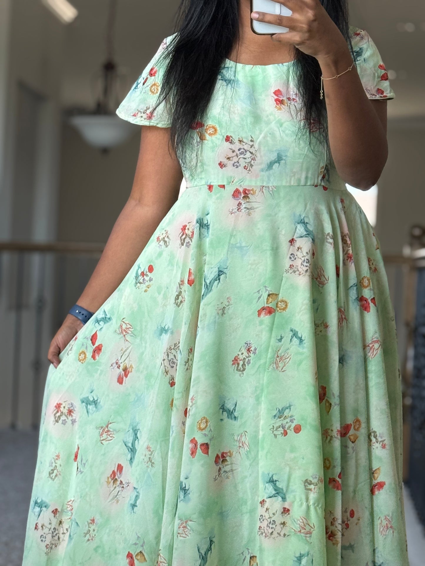 Pista green georgette frock