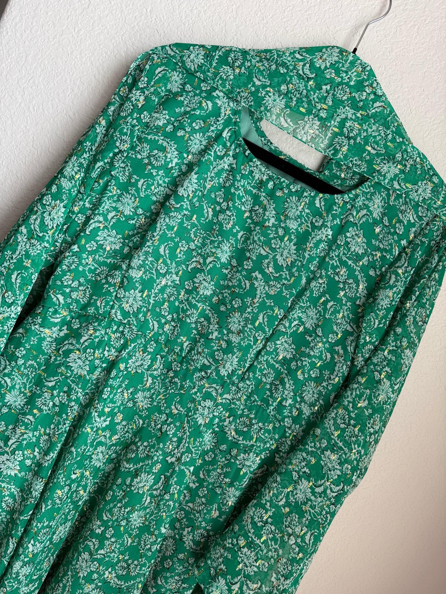 Green chiffon anarkali with dupatta