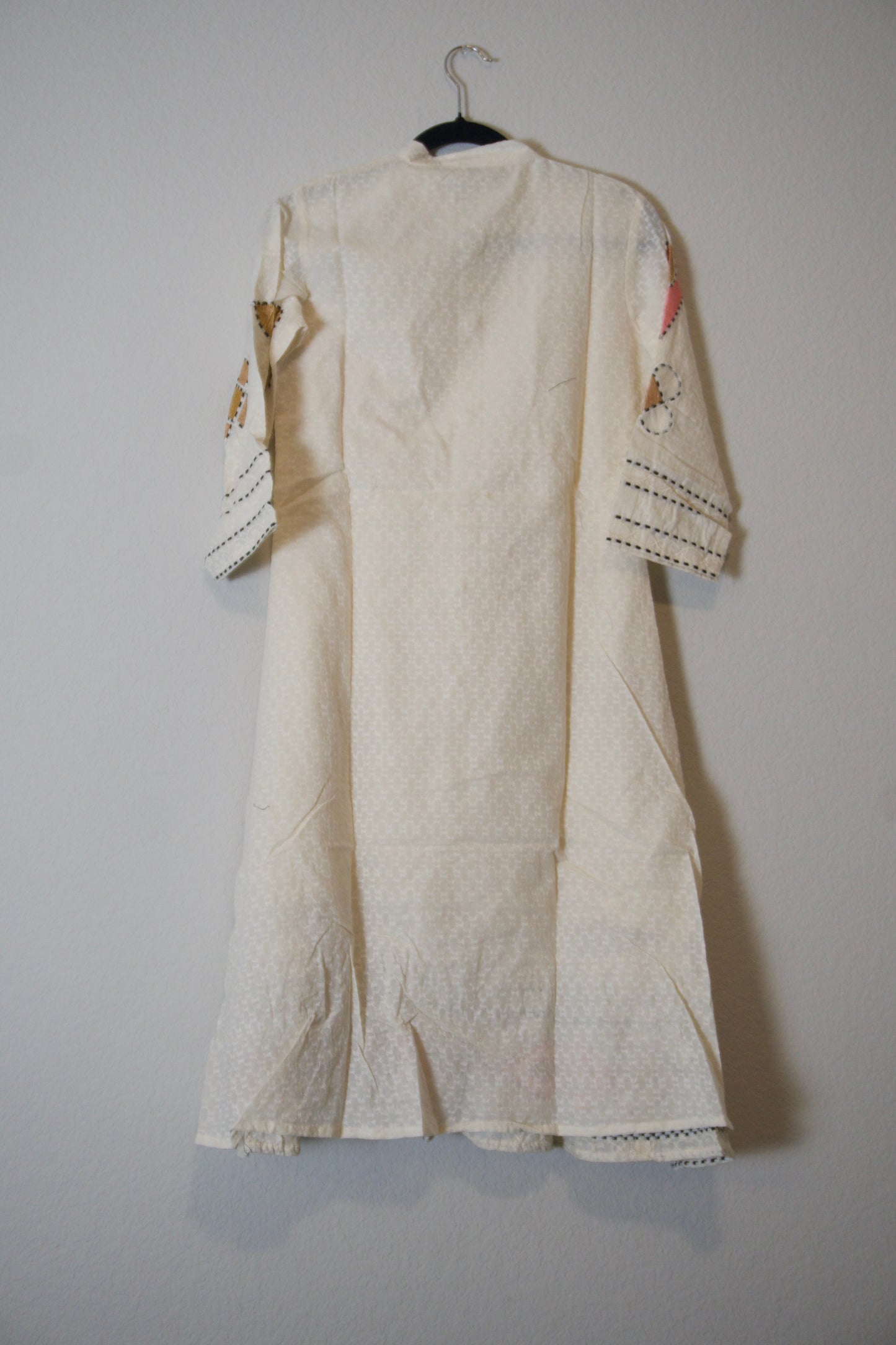 White cotton embroidered one piece dress