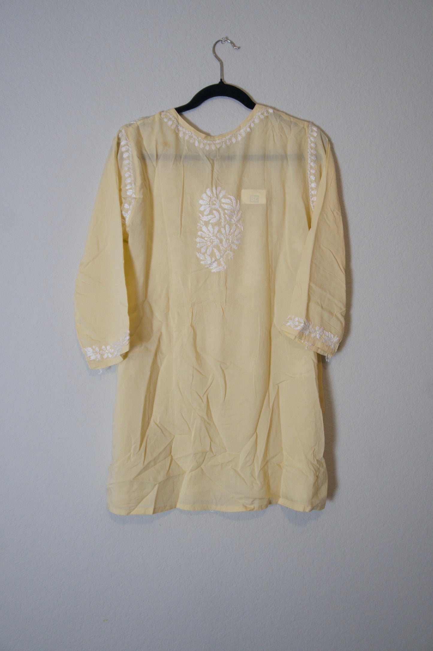 Biege Muslin Chikankari Short Kurti