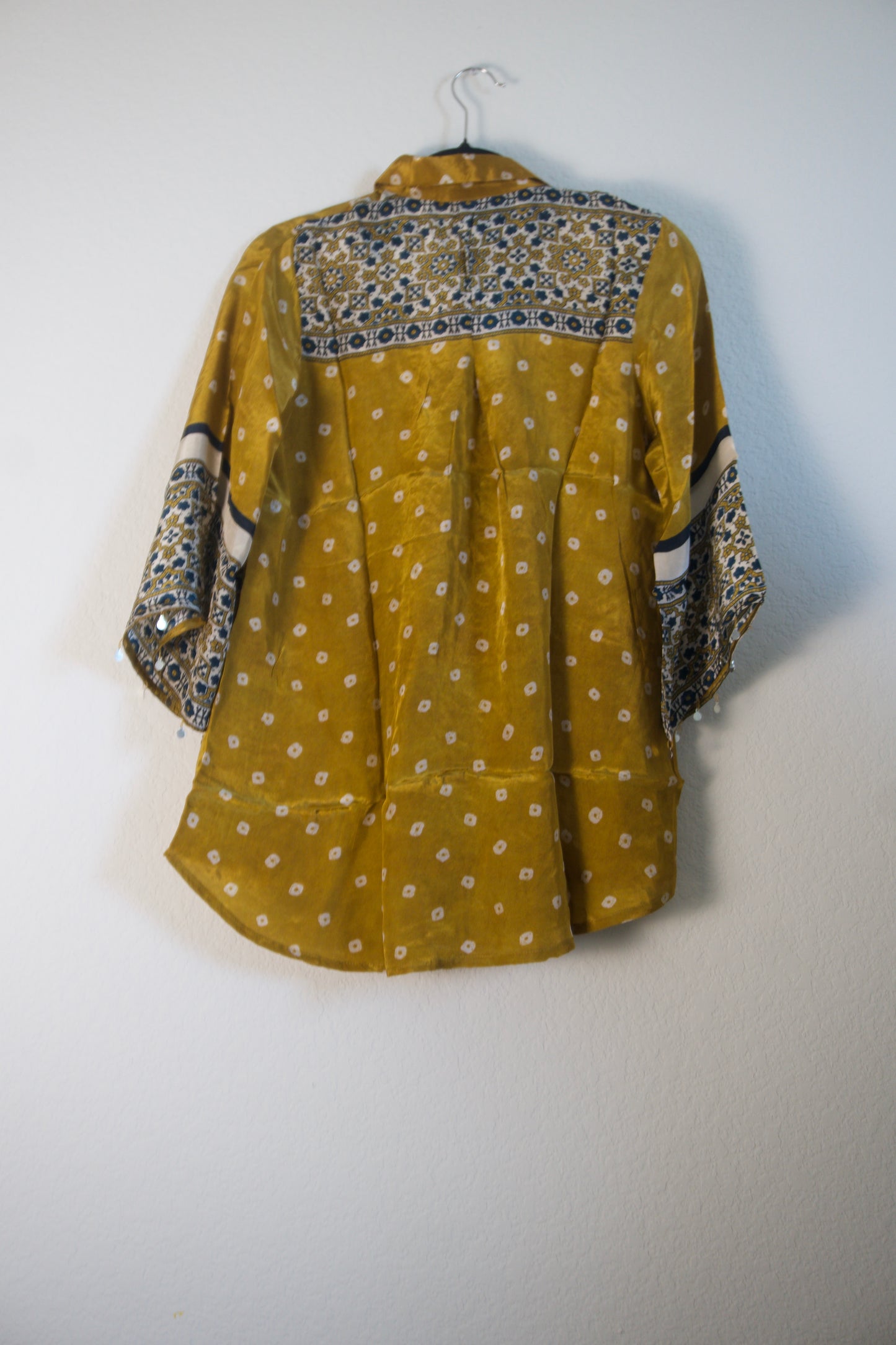 Yellow Modal Silk Bandhini Shirt