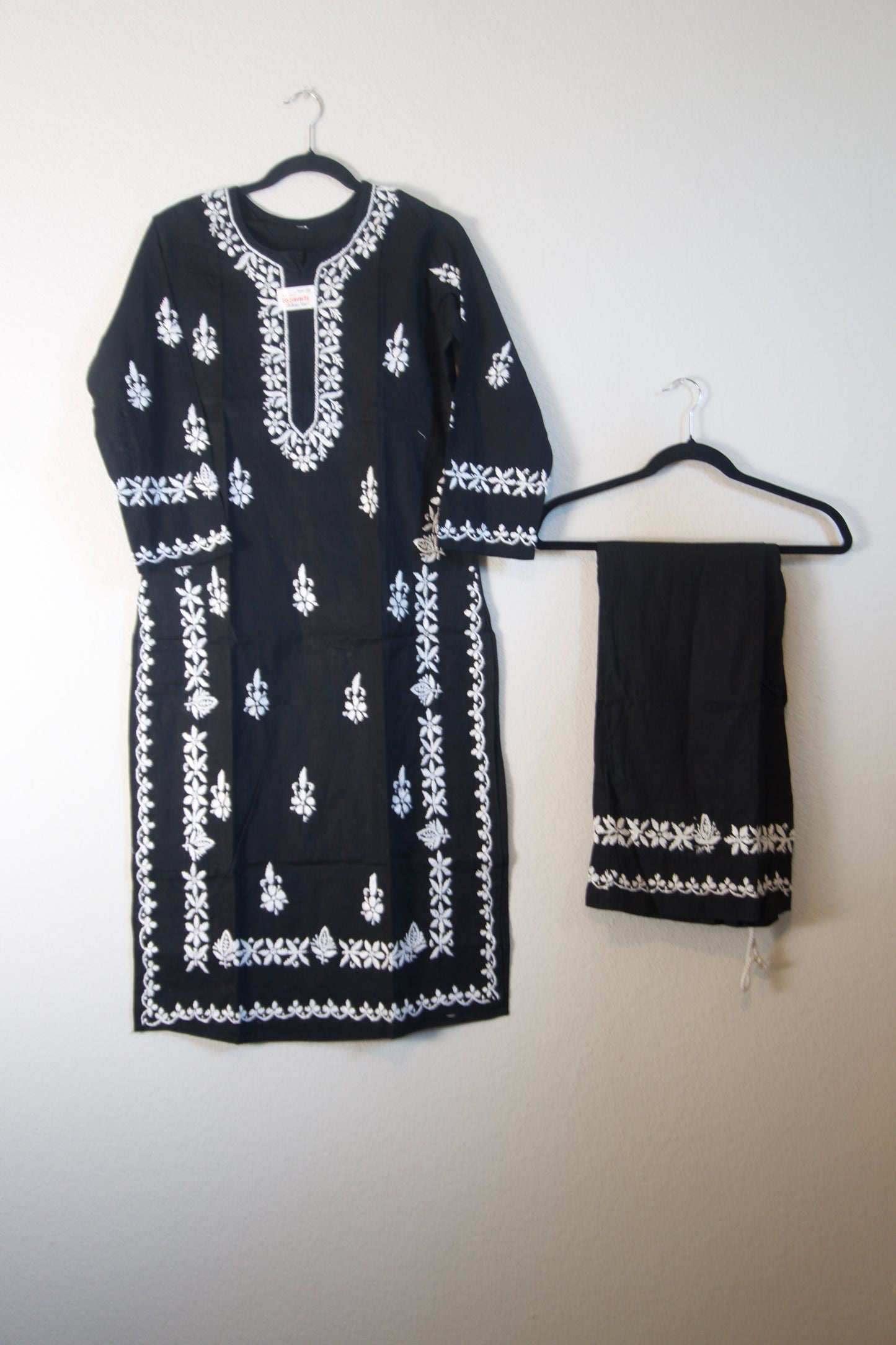 Black Cotton Chikankari Coord Set - Top with Palazzo