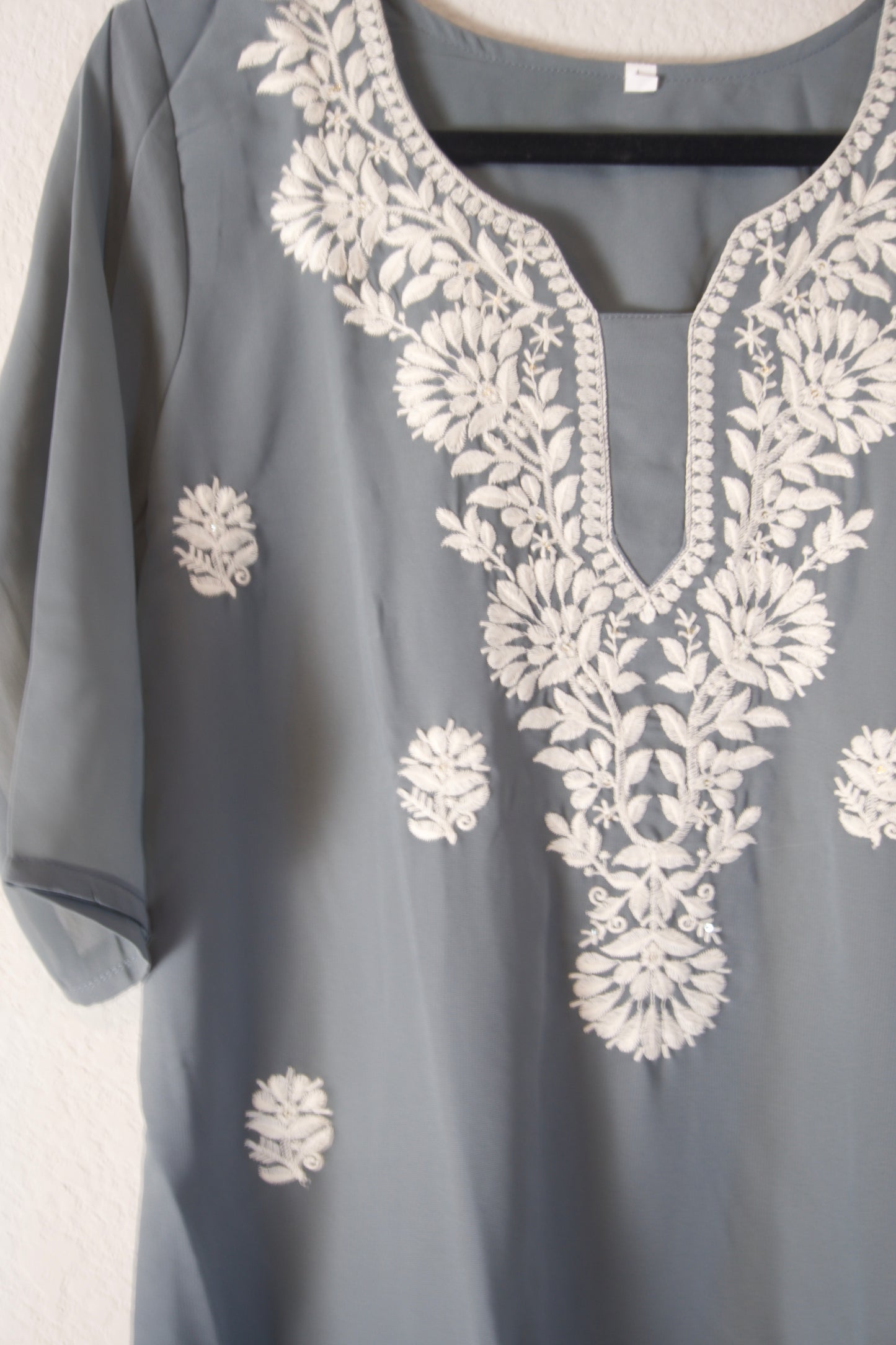Gray Georgette A-line Kurti