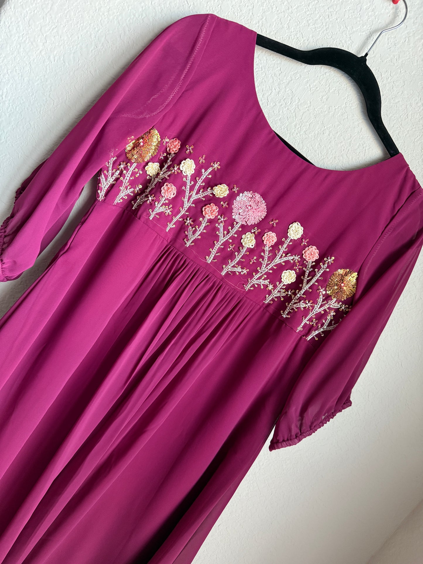 Magenta pink wine customized handwork tunic