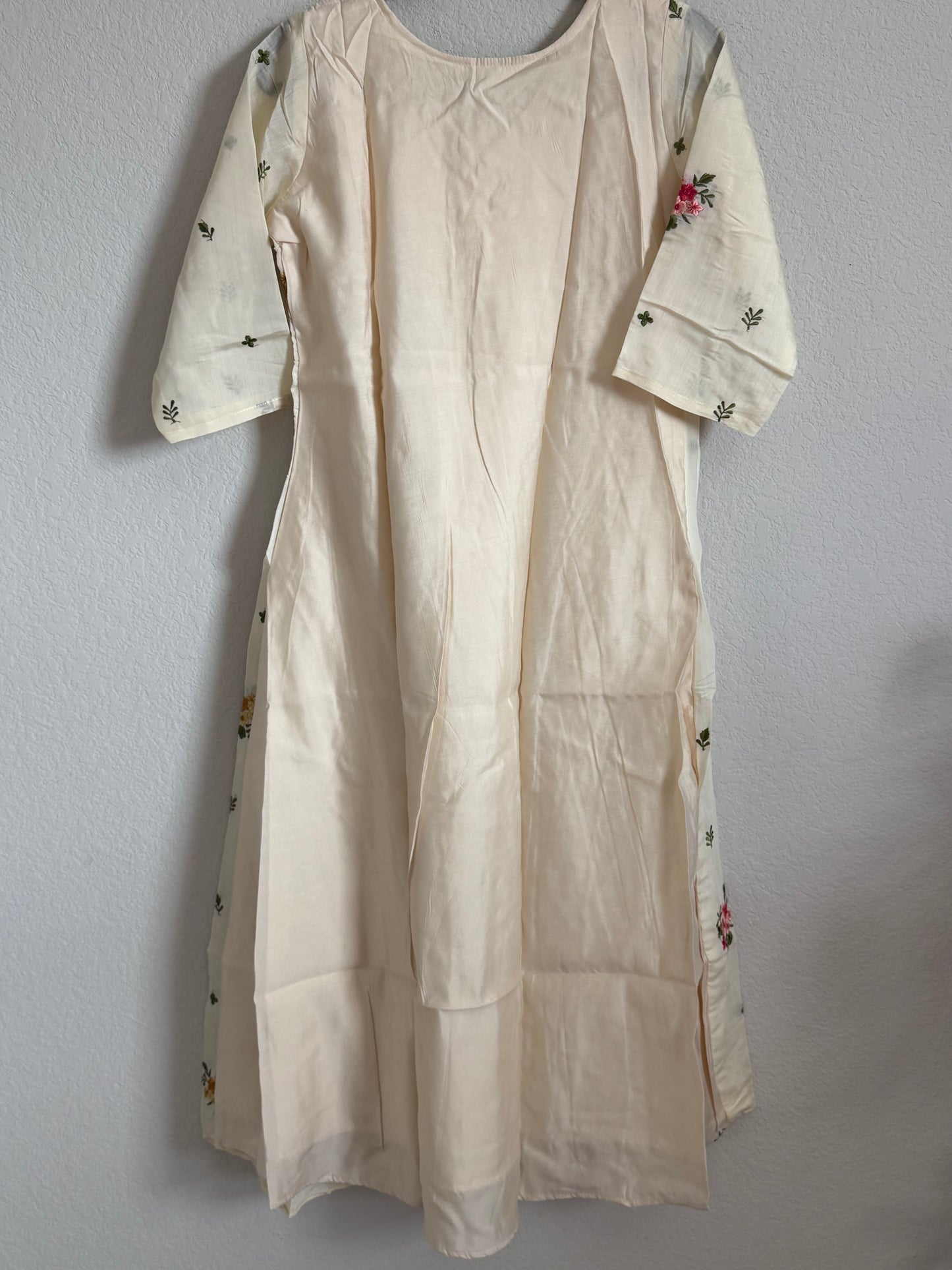 Half White Mul Chanderi A-line Kurti