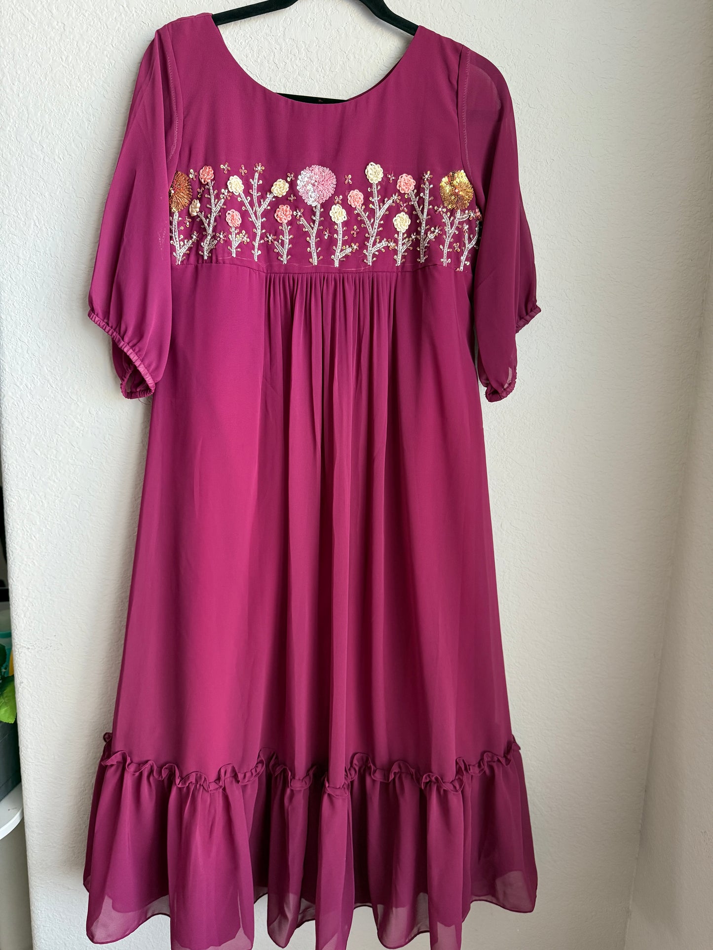 Magenta pink wine customized handwork tunic
