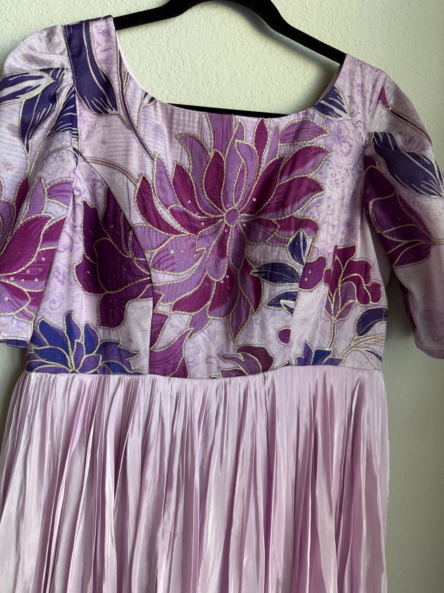 Lavendar Dual shade natural crape long designer dress