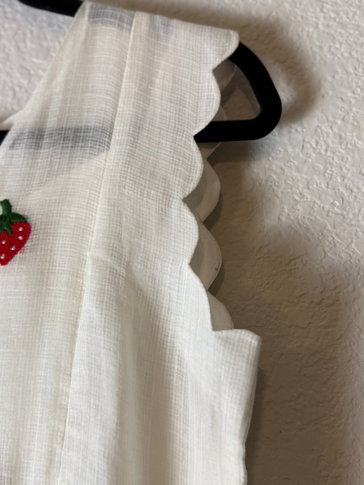 White Kota Embroidered Scalloped Sleeveless Dress