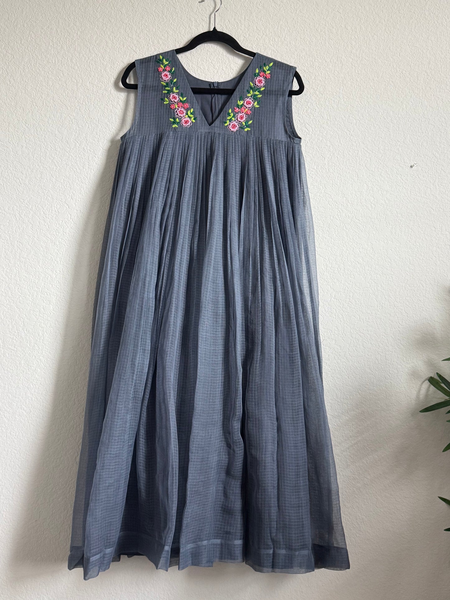 Gray Kota Sleeveless Maggam Work Dress