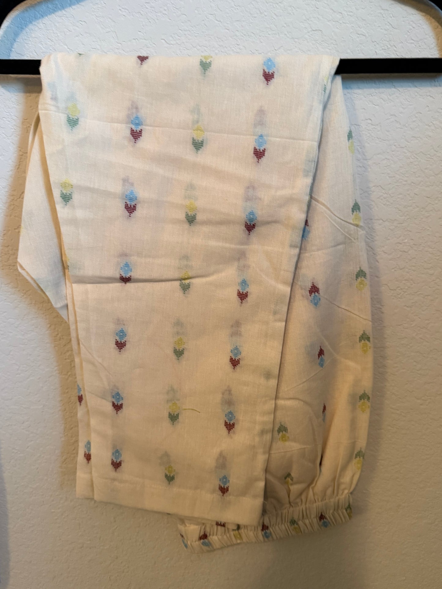 Half White Cotton Straight Cut Customized Coord Set