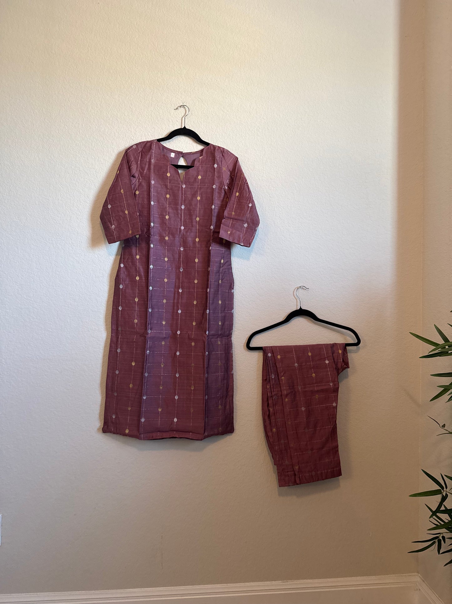 Mauve Raw Silk Customized Festive Coord Set