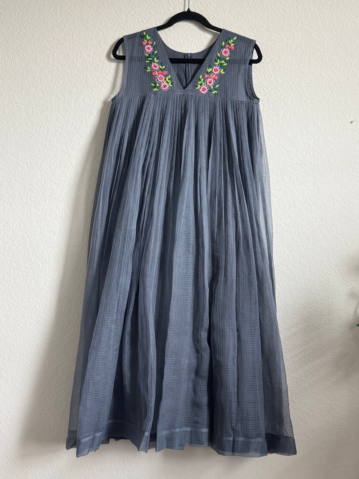Gray Kota Sleeveless Maggam Work Dress