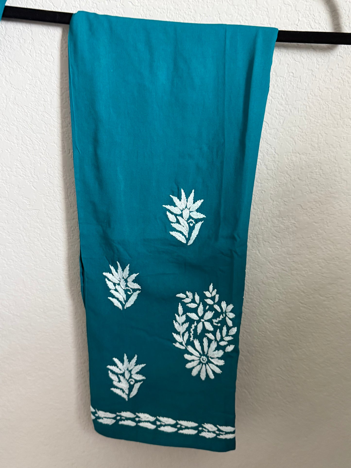 Peacock Green Rayon Chikankari Coord Set - Top with Palazzo