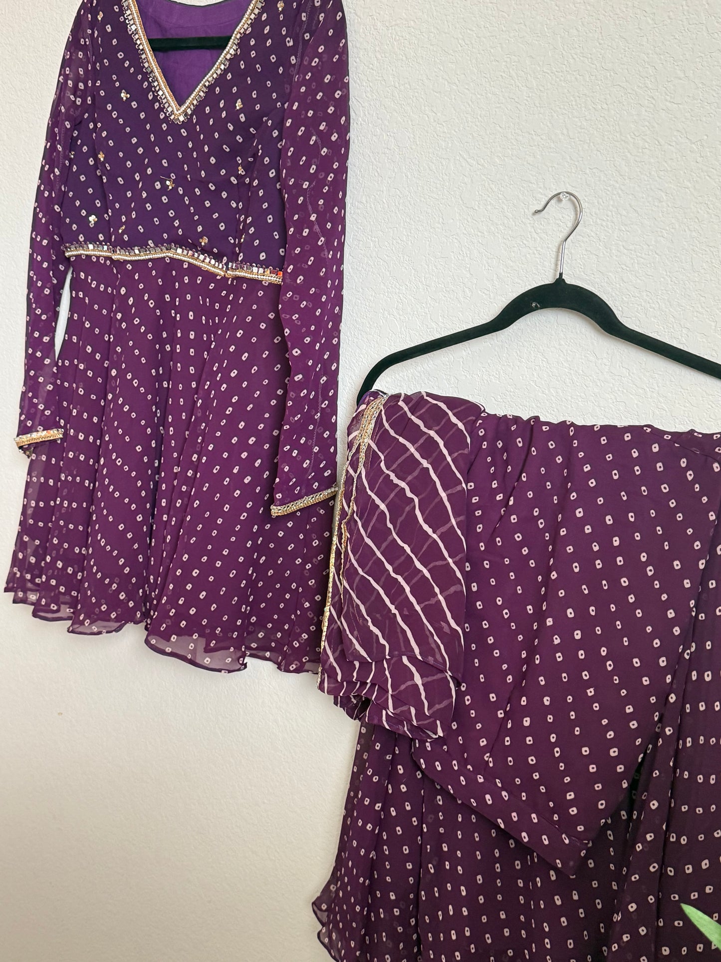 Purple Bandhini Handwork Sharara Set