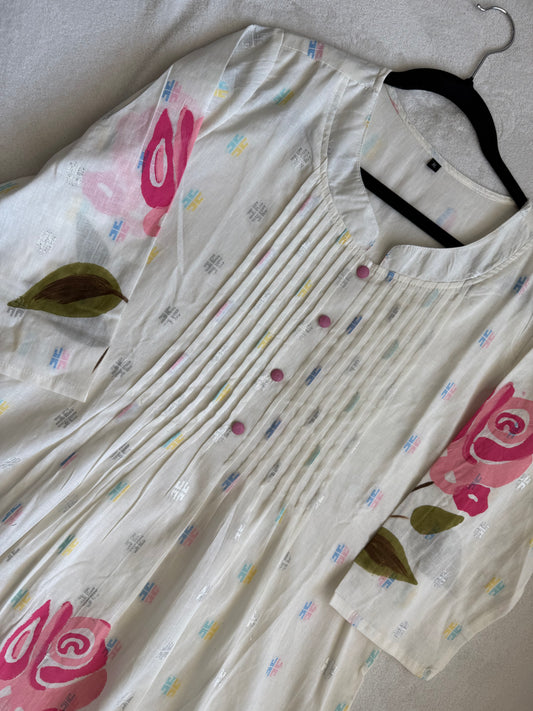 Pure cotton handpainted kurti and pant set