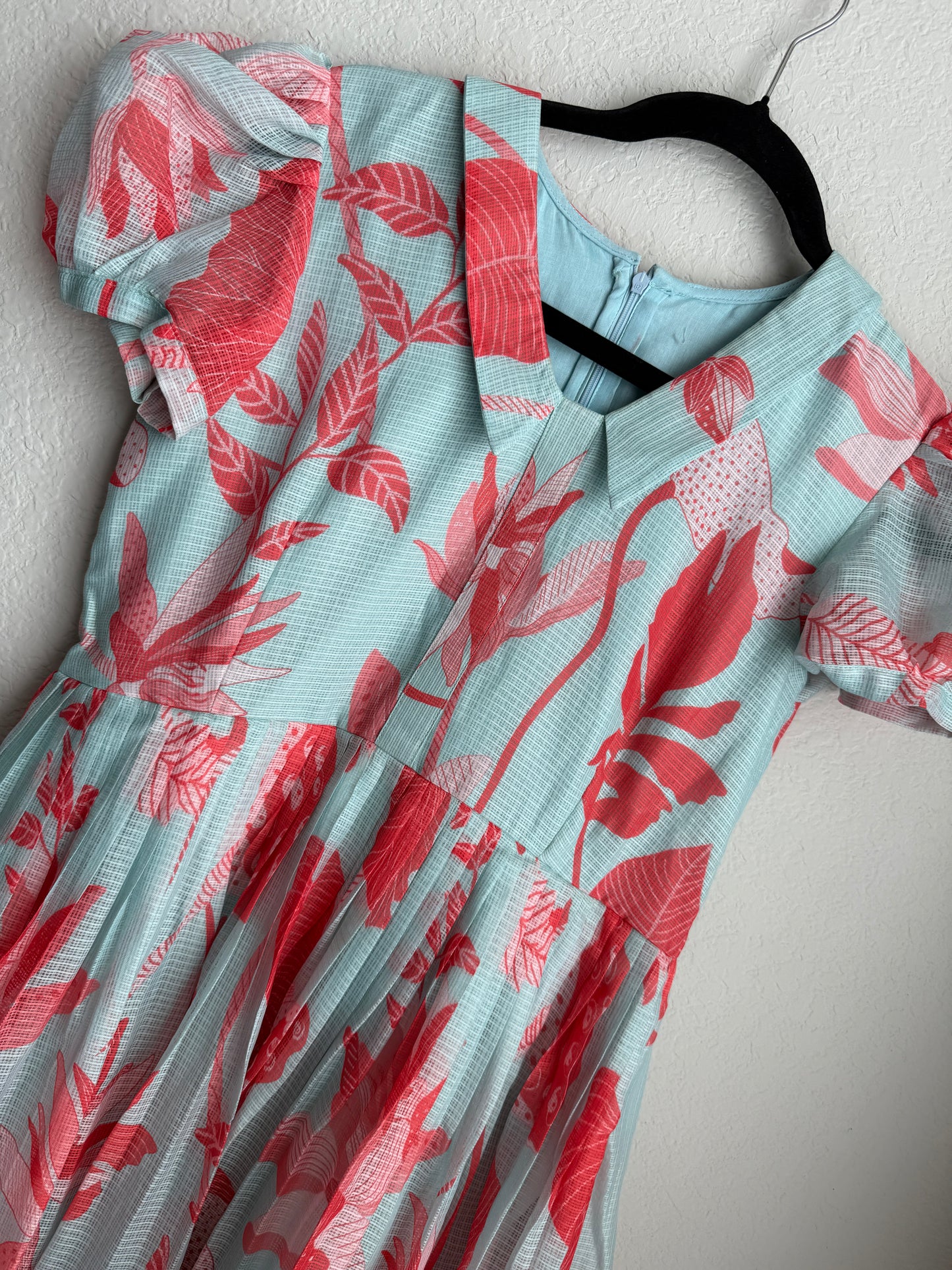 Sky blue floral kota midi dress