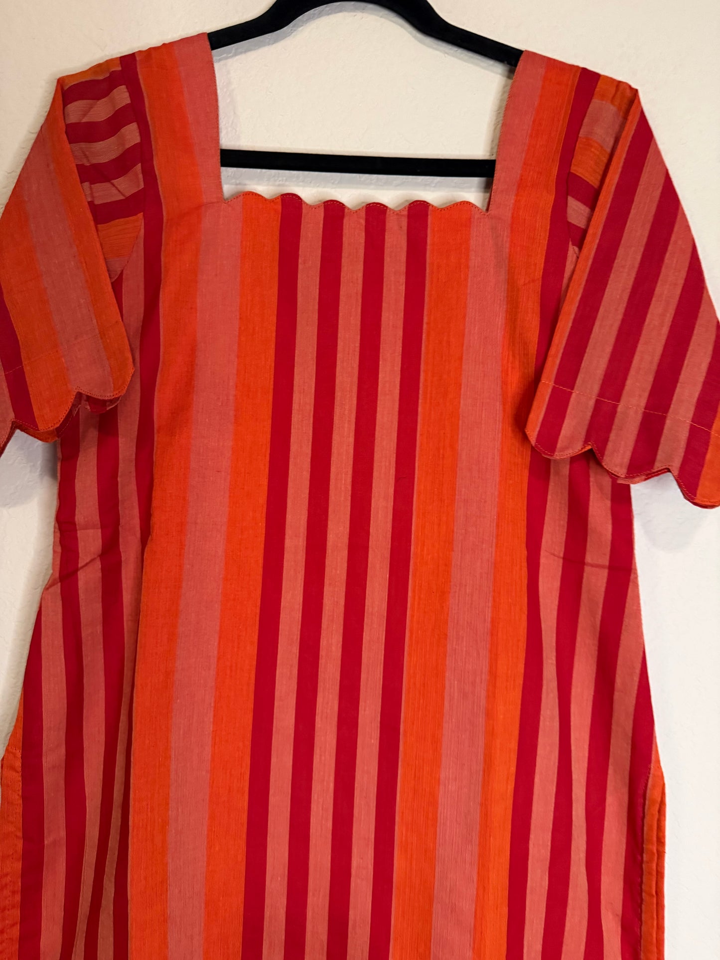 Orange Cotton Straight Cut Customized Coord Set