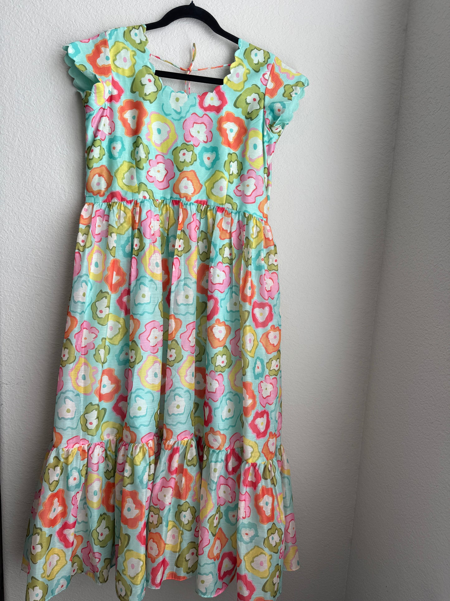Multicolor doodle themed chanderi midi dress