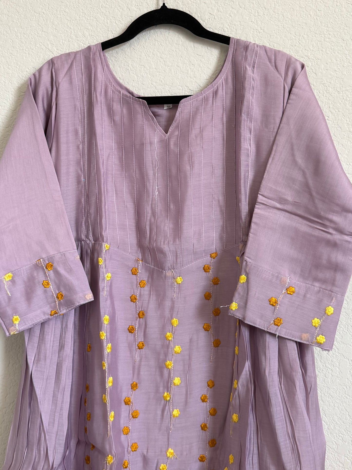 Lilac Mul Chanderi A-line Frock Kurti