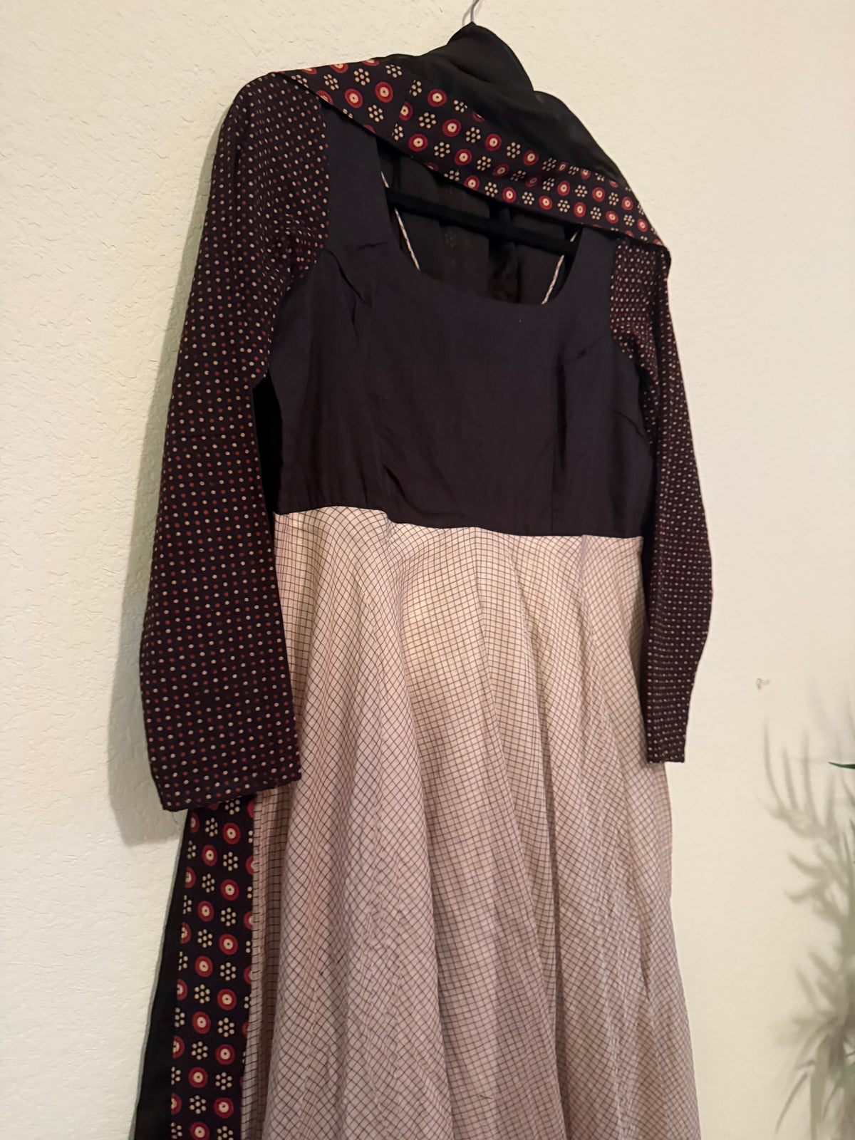 Premium Black Cotton Anarkali Set - Top and Dupatta