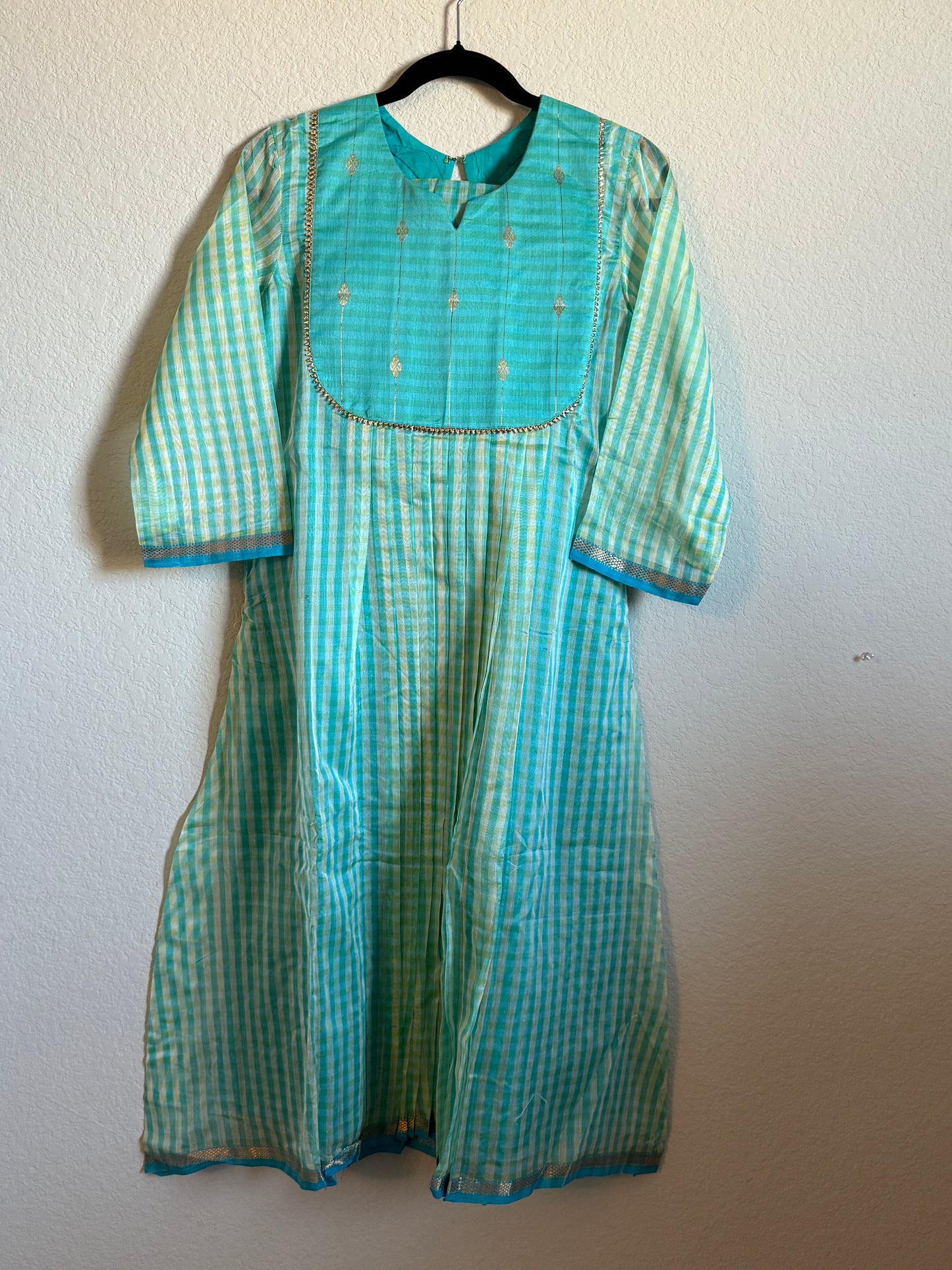 Blue Maheshwari Silk Handloom Checks Coord Set