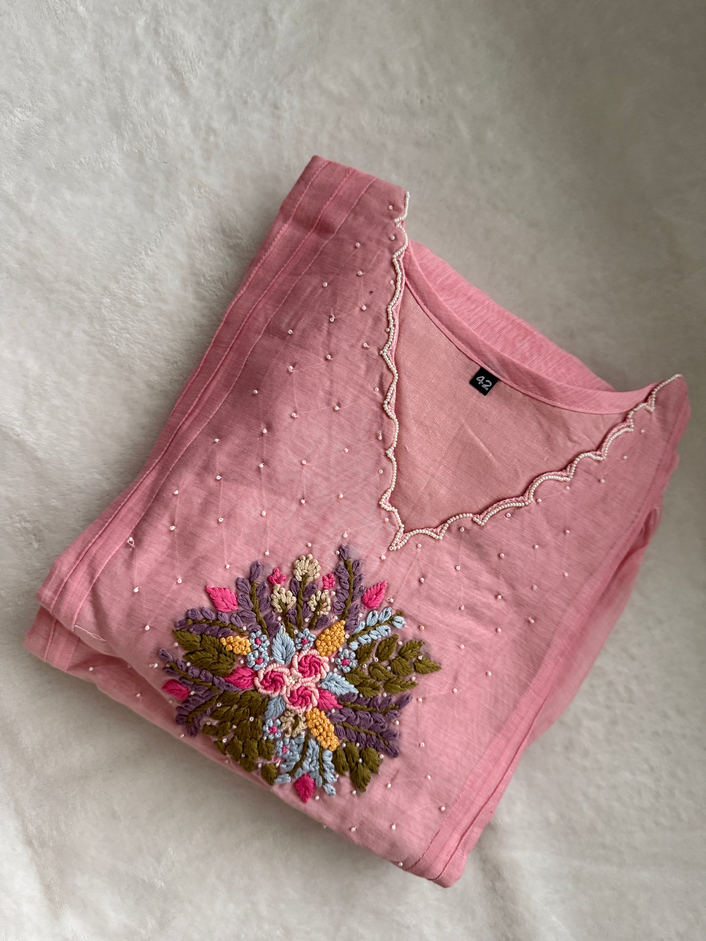 Pastel Pink Mul Chanderi Anarkali Kurti Set – Elegant Designer Ethnic Wear