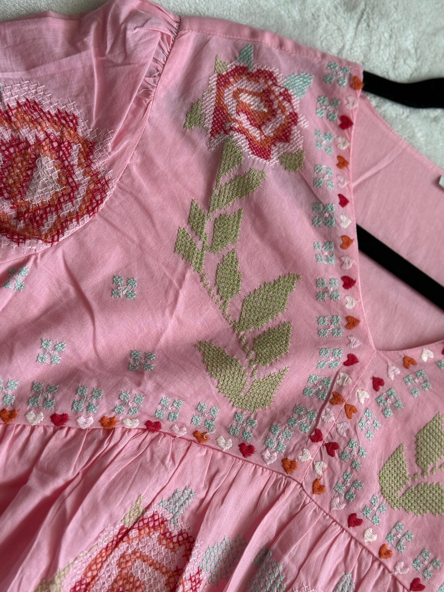Baby pink cotton short kurti