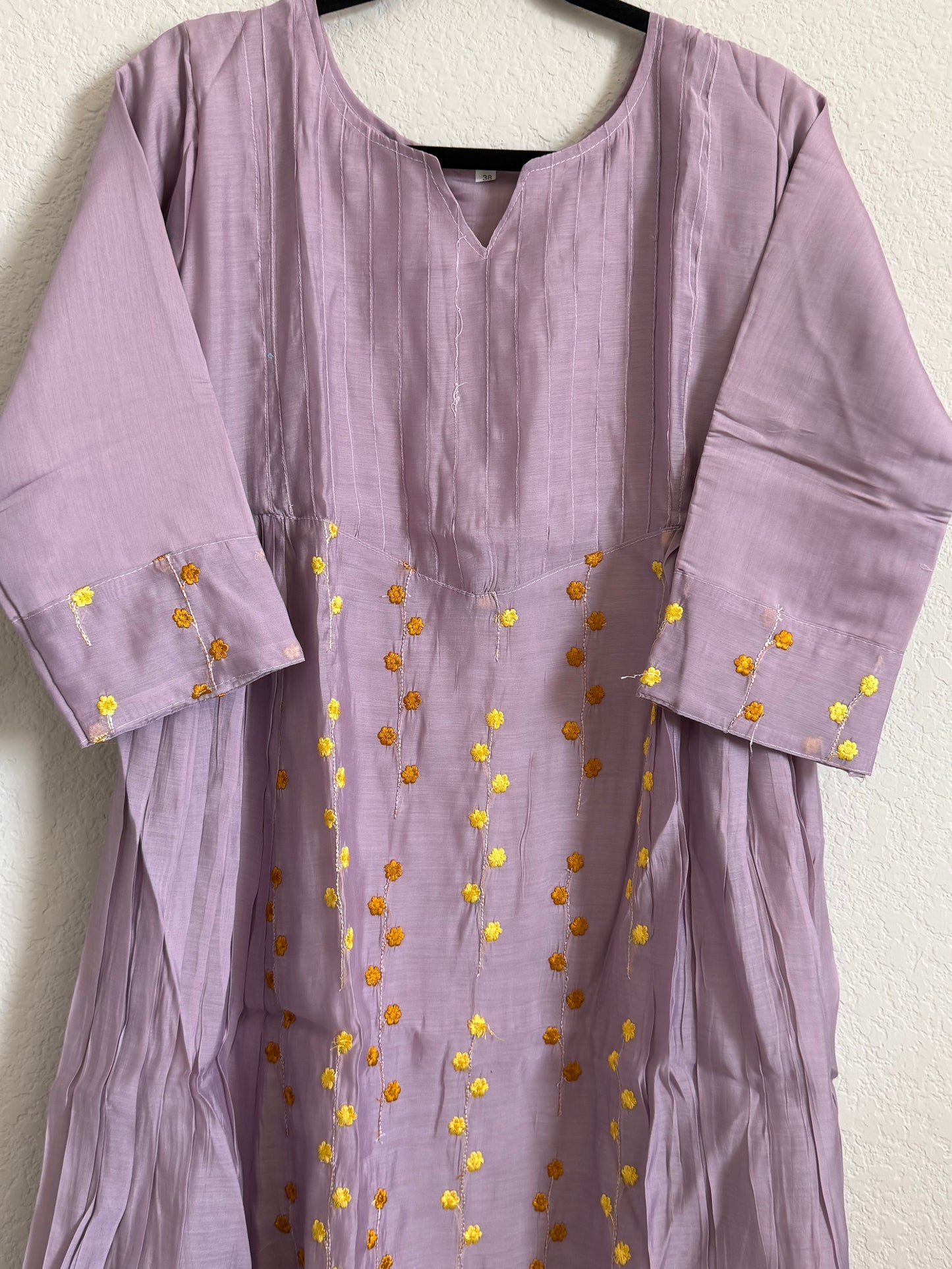 Lilac Mul Chanderi A-line Frock Kurti