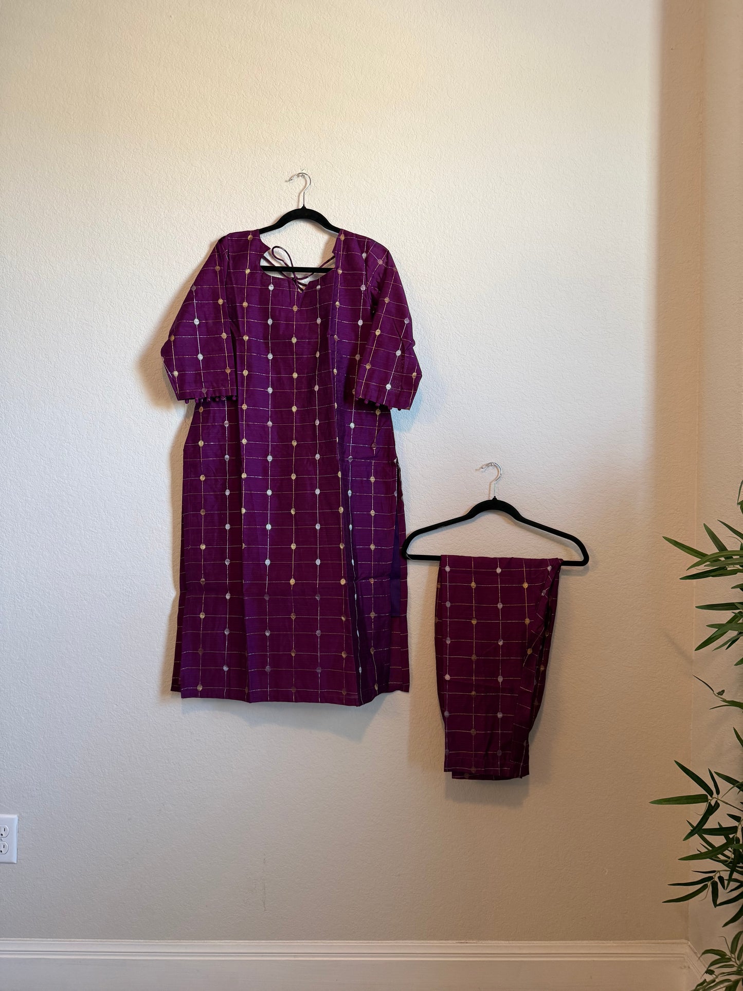 Magenta Raw Silk Customized Festive Coord Set