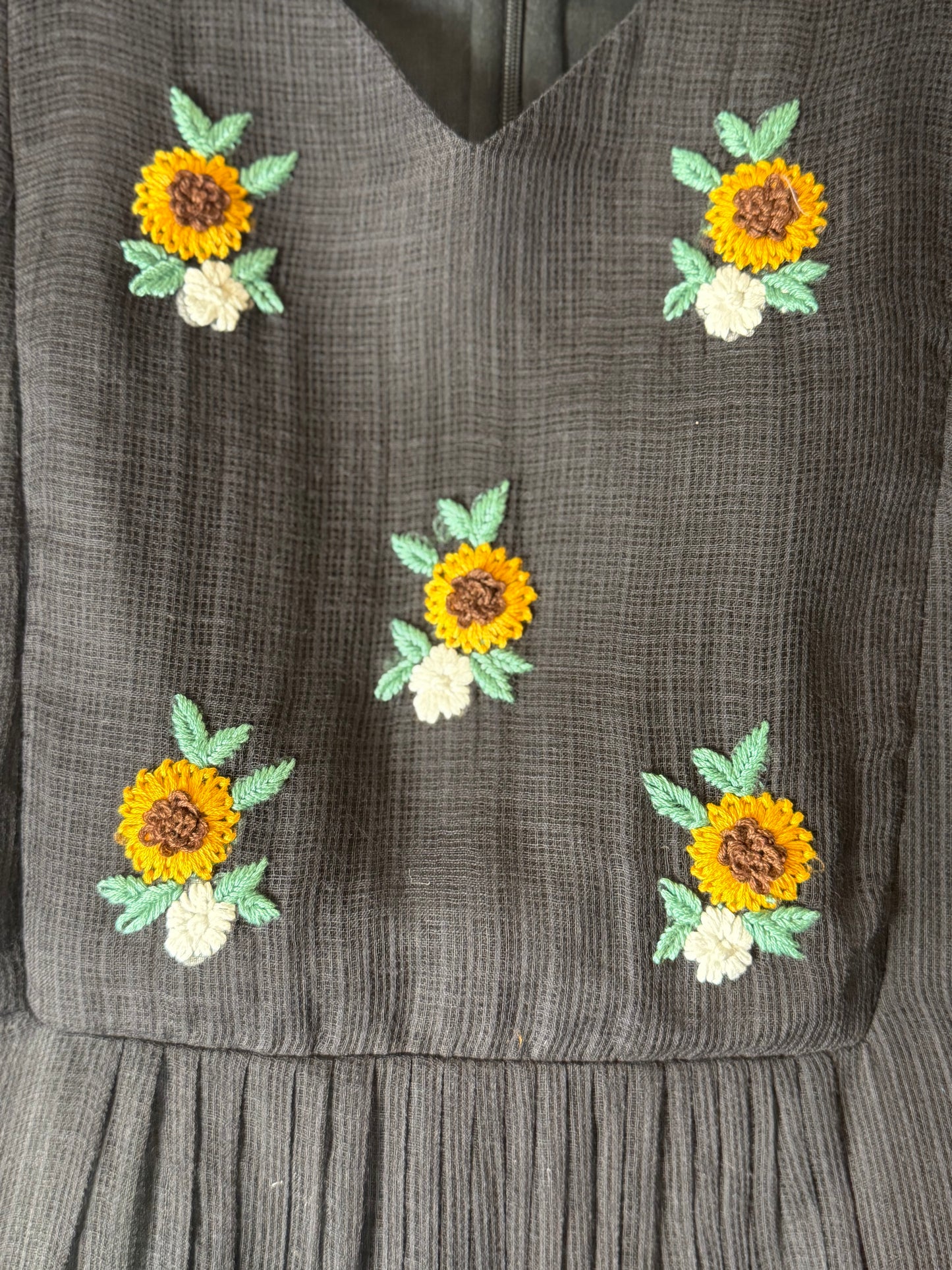 Black Kota Embroidered Dress with short scallop