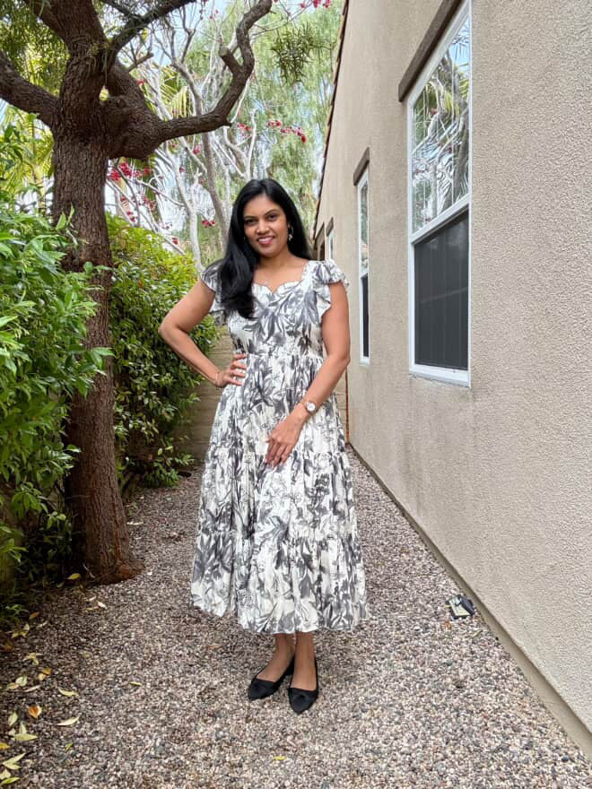 Beautiful half white and gray shade georgette satin frock