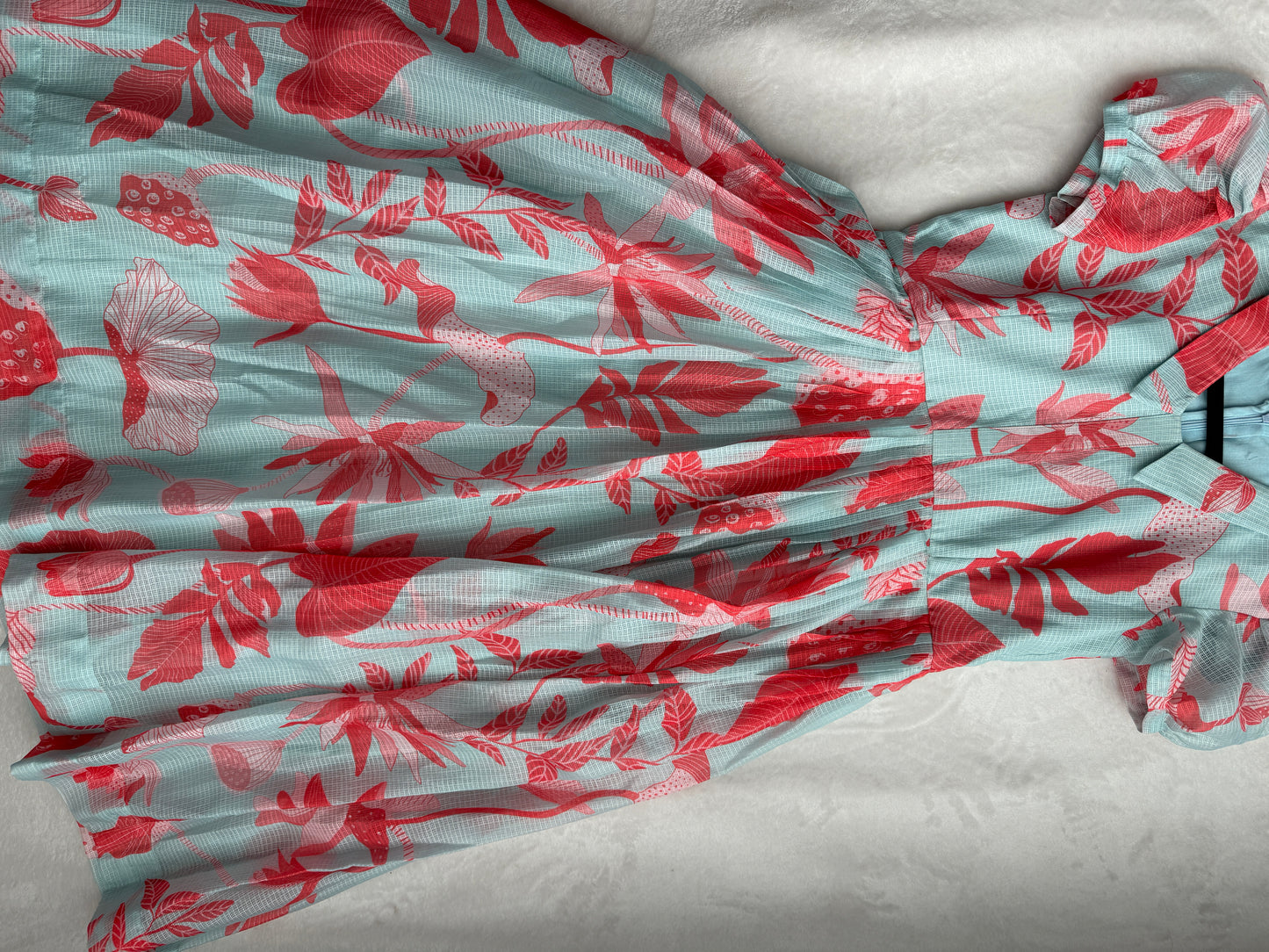 Sky blue floral kota midi dress